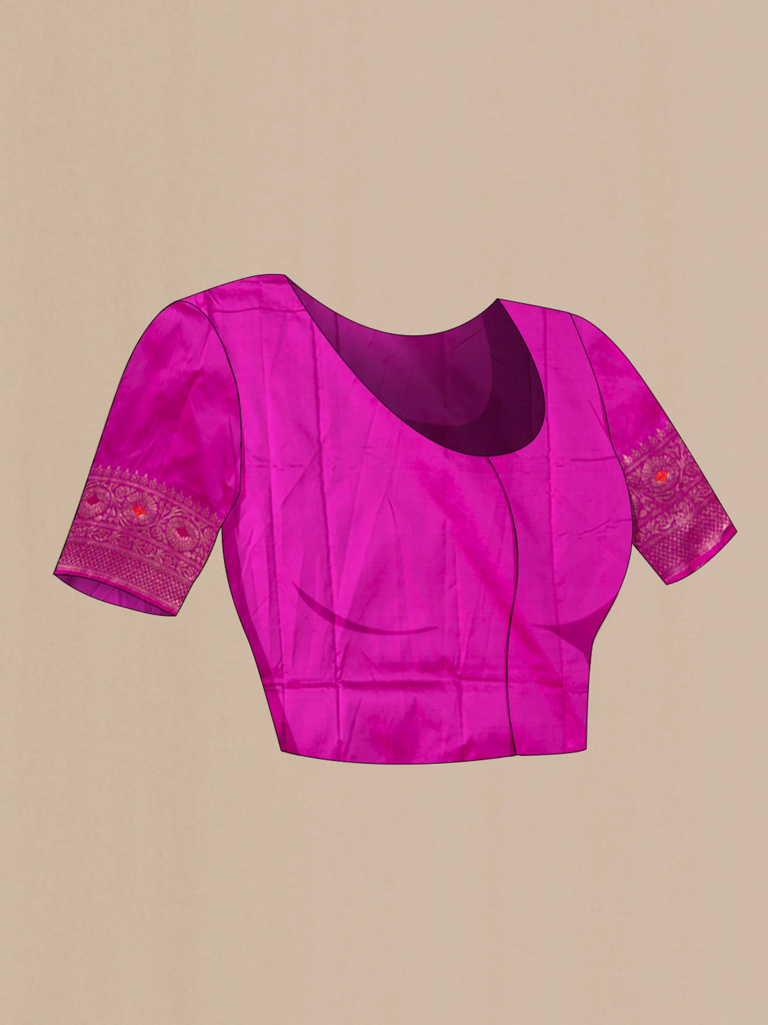 Magenta Banarasi Katan Silk Saree - Image 4