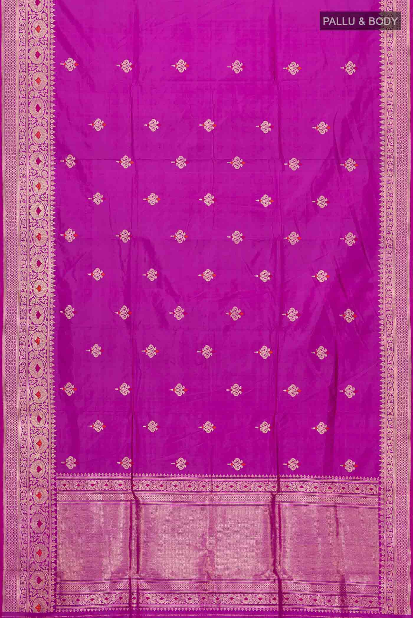 Magenta Banarasi Katan Silk Saree - Image 5