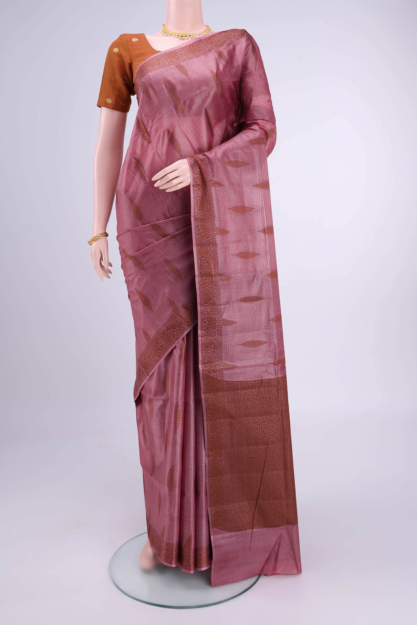 Light Magenta Banarasi Raw Silk Saree