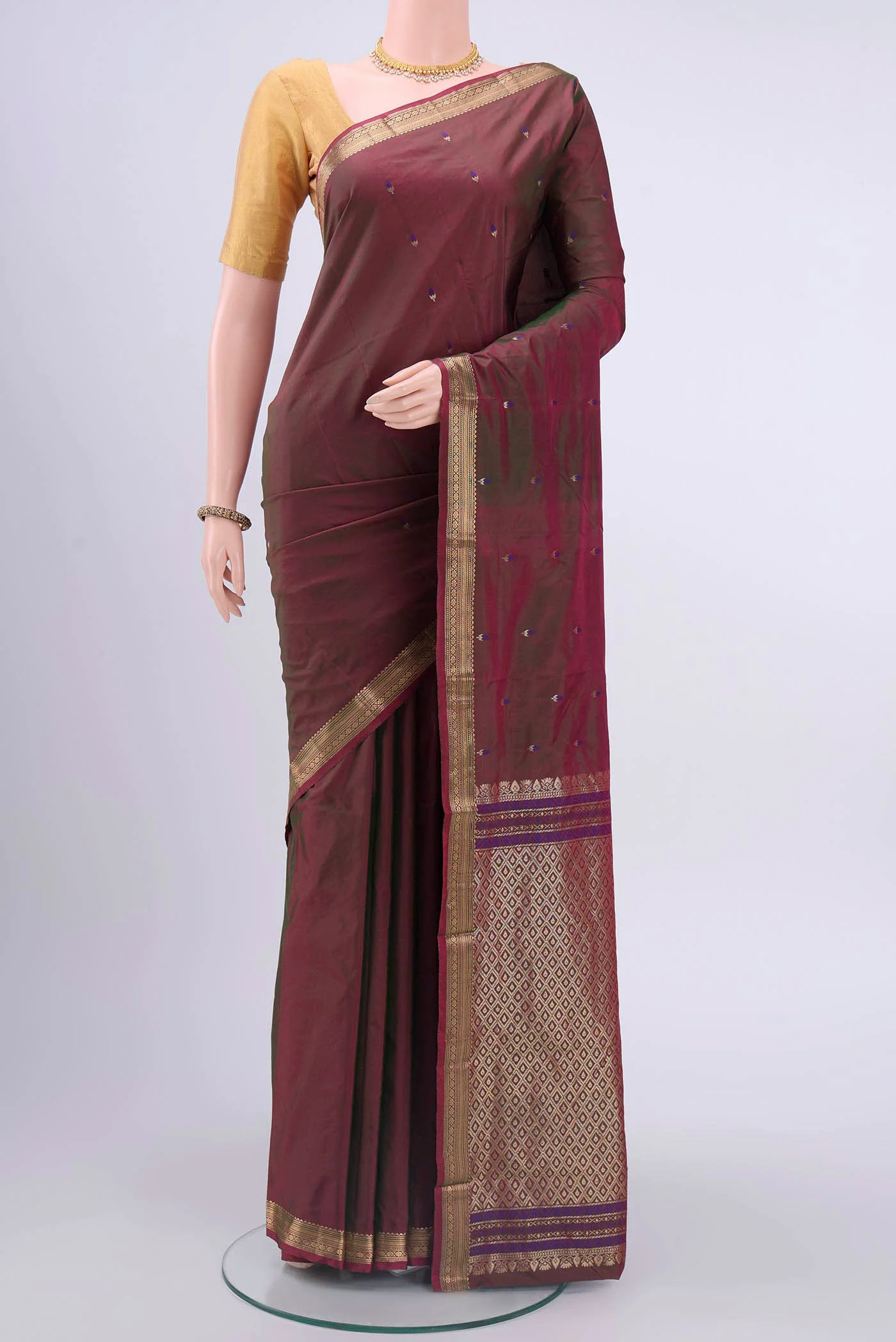 Light Magenta Blended Bangalore Silk Saree