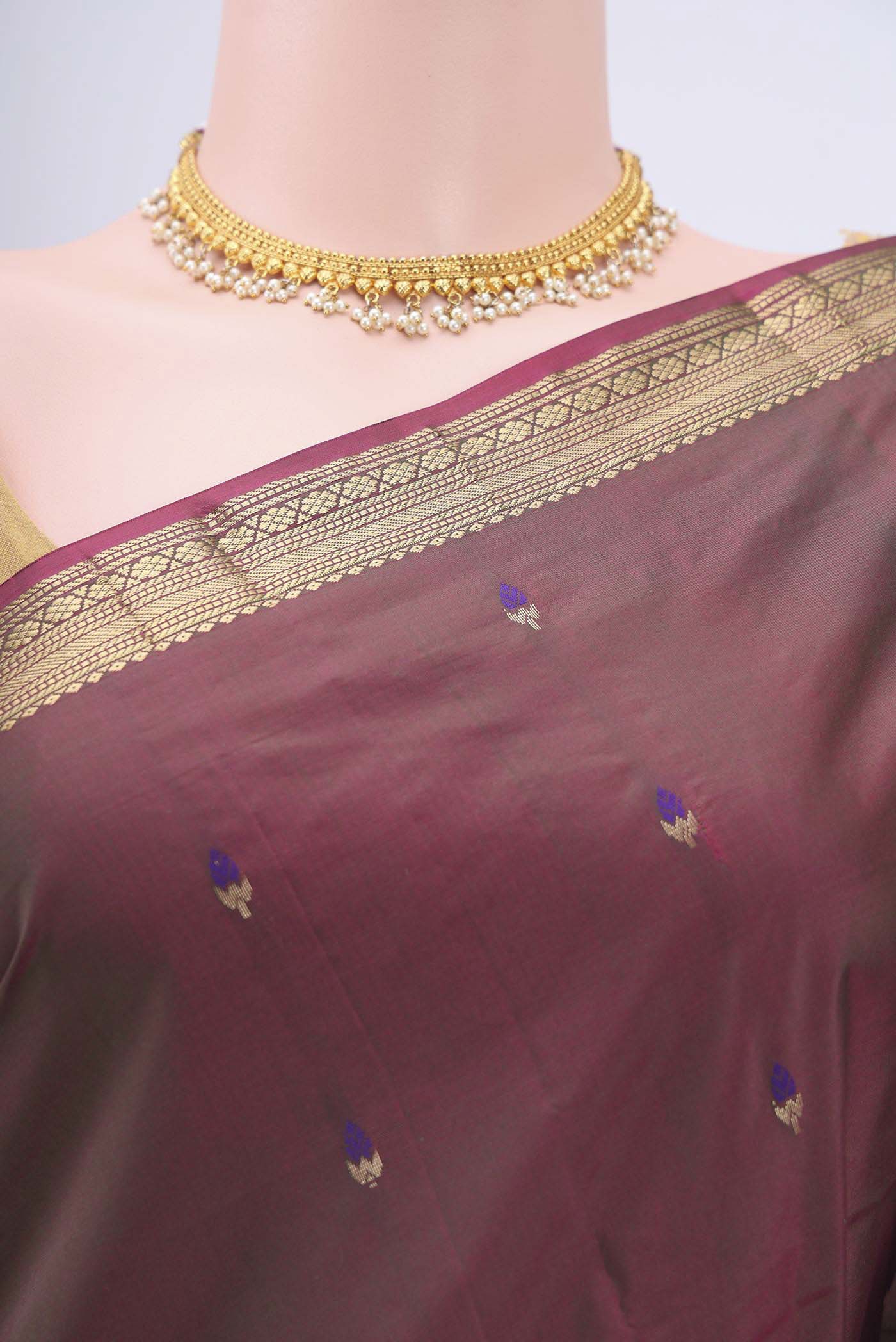 Light Magenta Blended Bangalore Silk Saree - Image 2