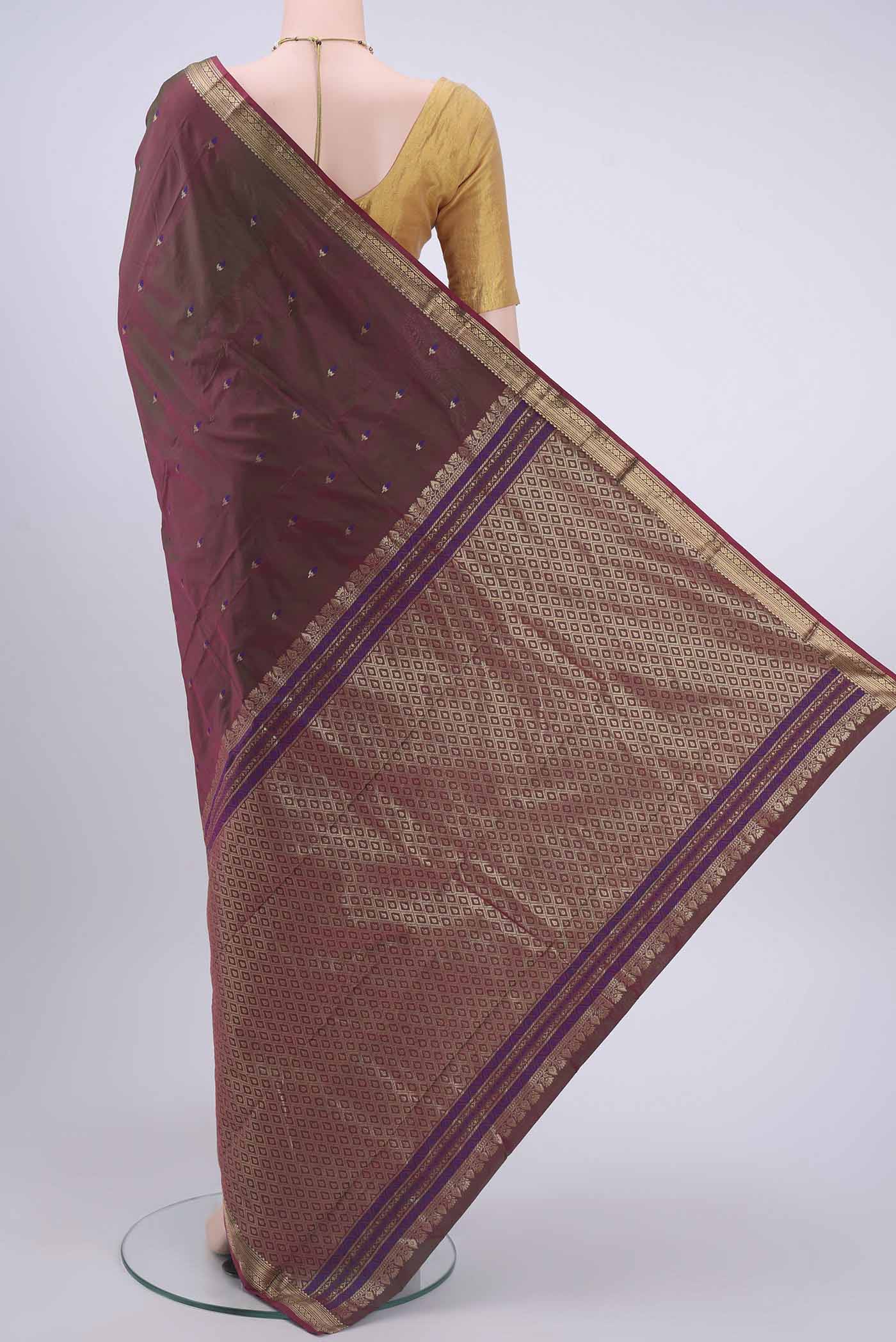 Light Magenta Blended Bangalore Silk Saree - Image 3