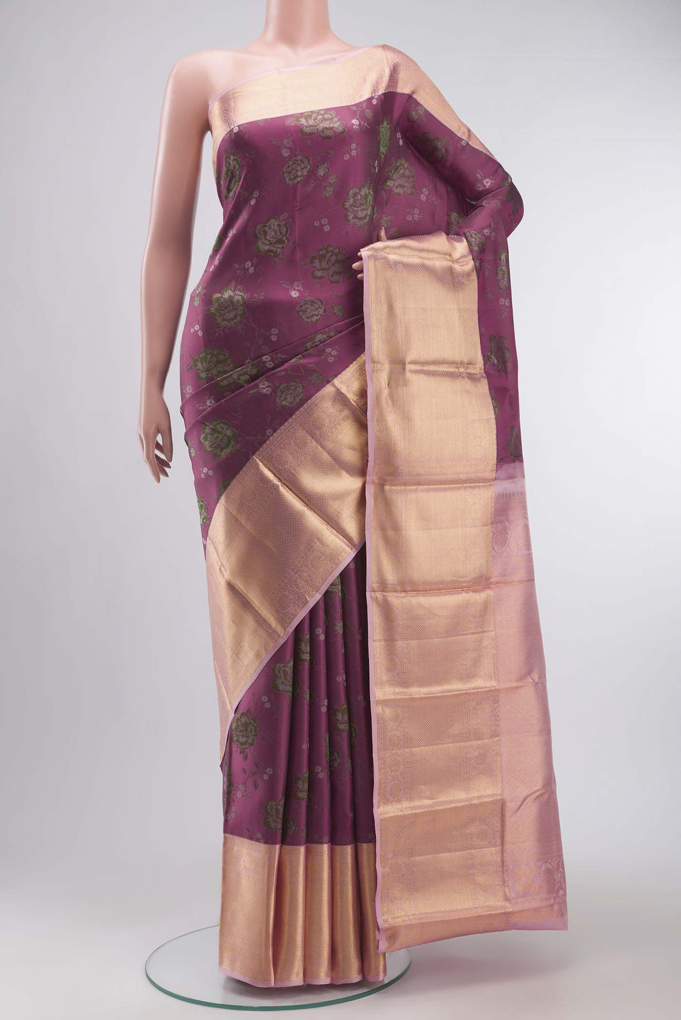 Light Magenta Kanchipuram Silk Saree