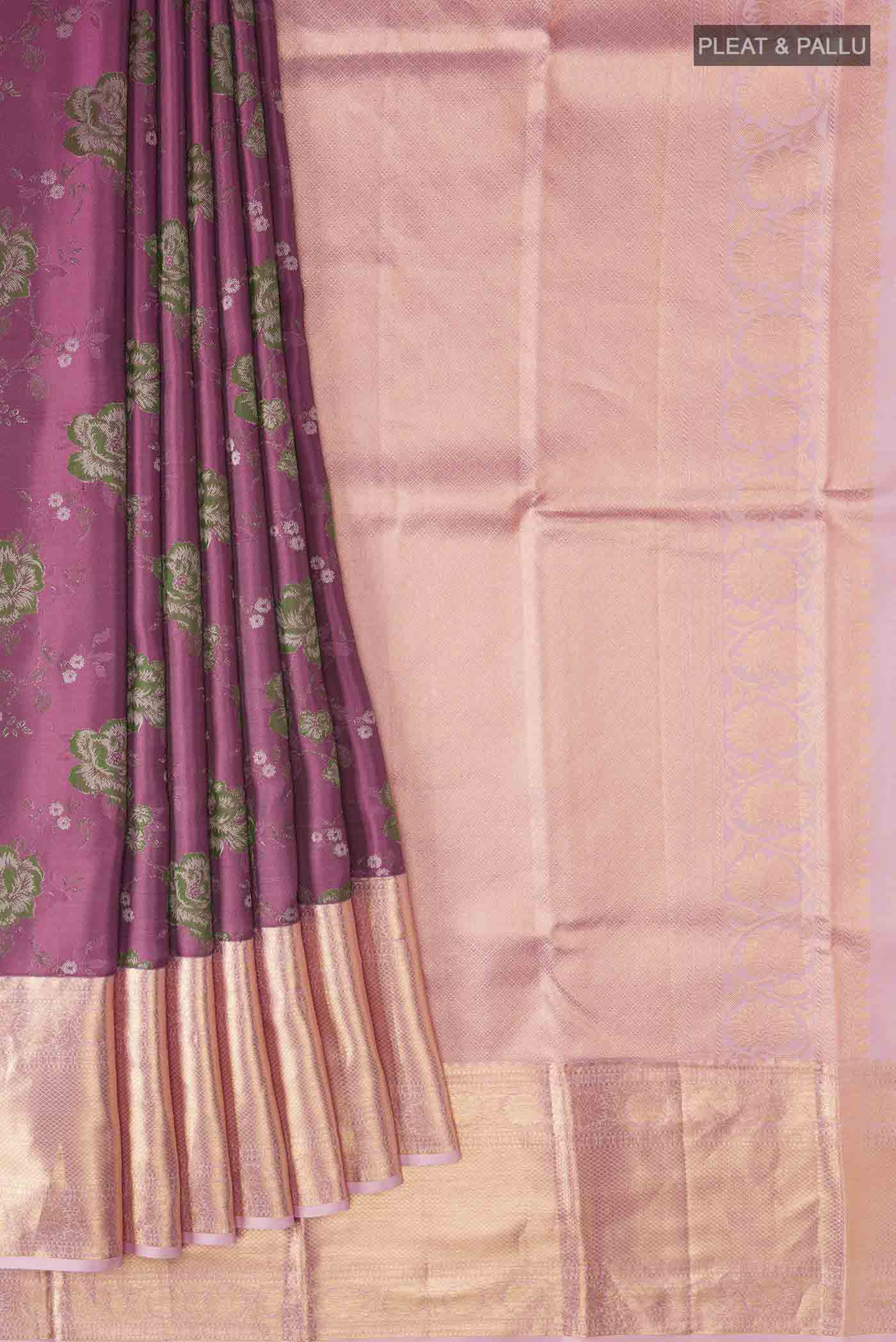 Light Magenta Kanchipuram Silk Saree - Image 4