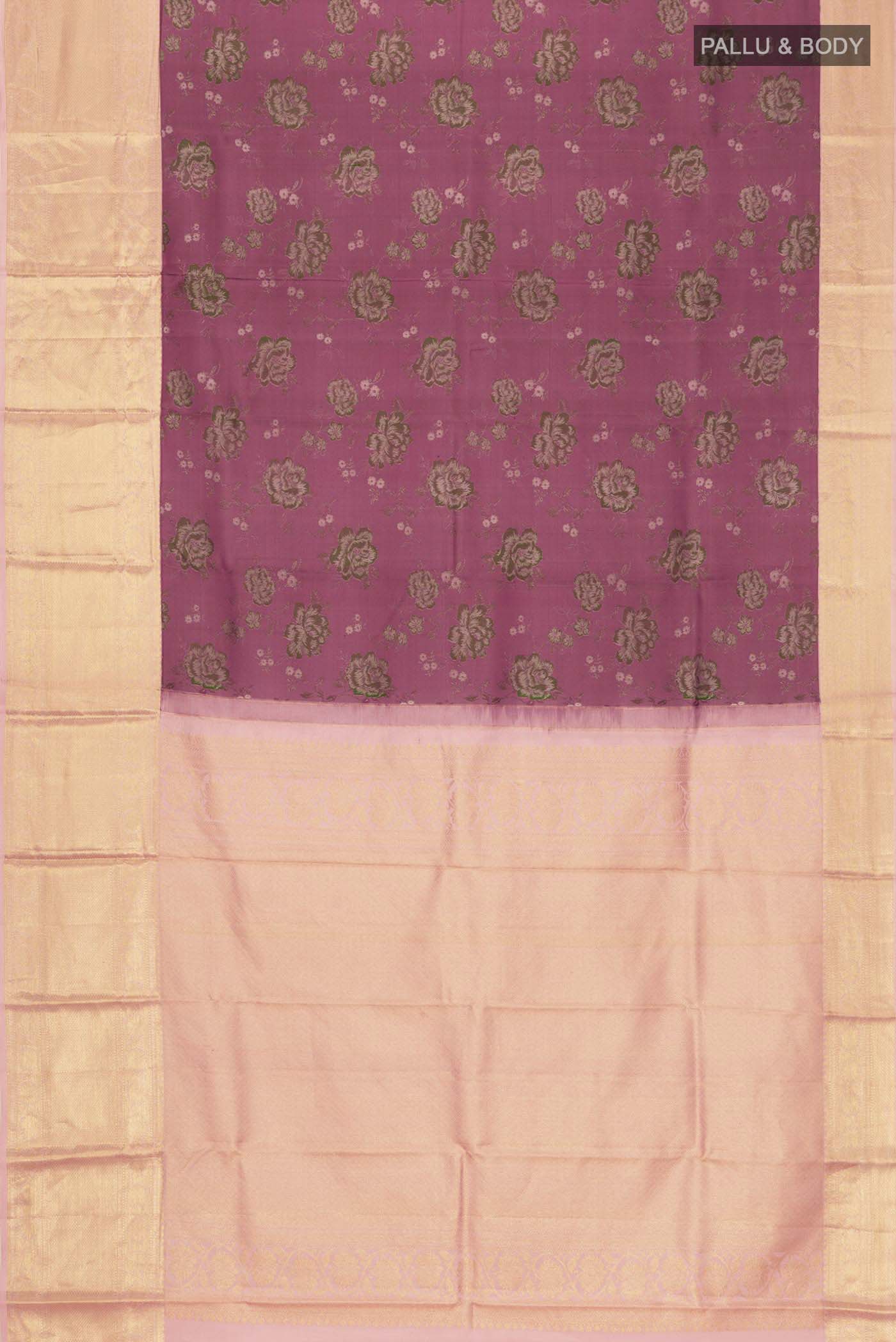 Light Magenta Kanchipuram Silk Saree - Image 6