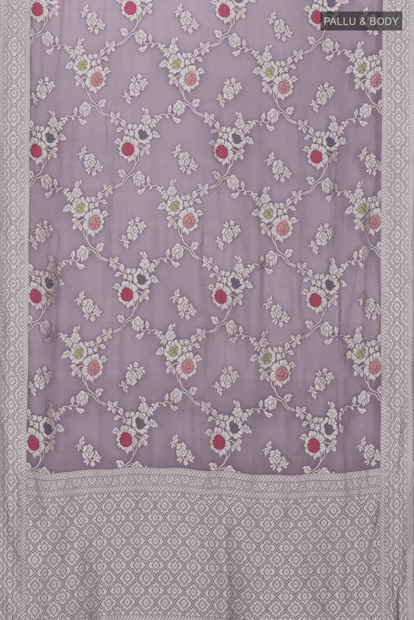 Lilac Banarasi Georgette Saree - Image 6