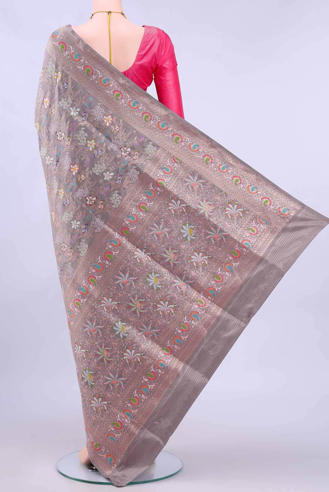 Lilac Banarasi Silk Saree - Image 2