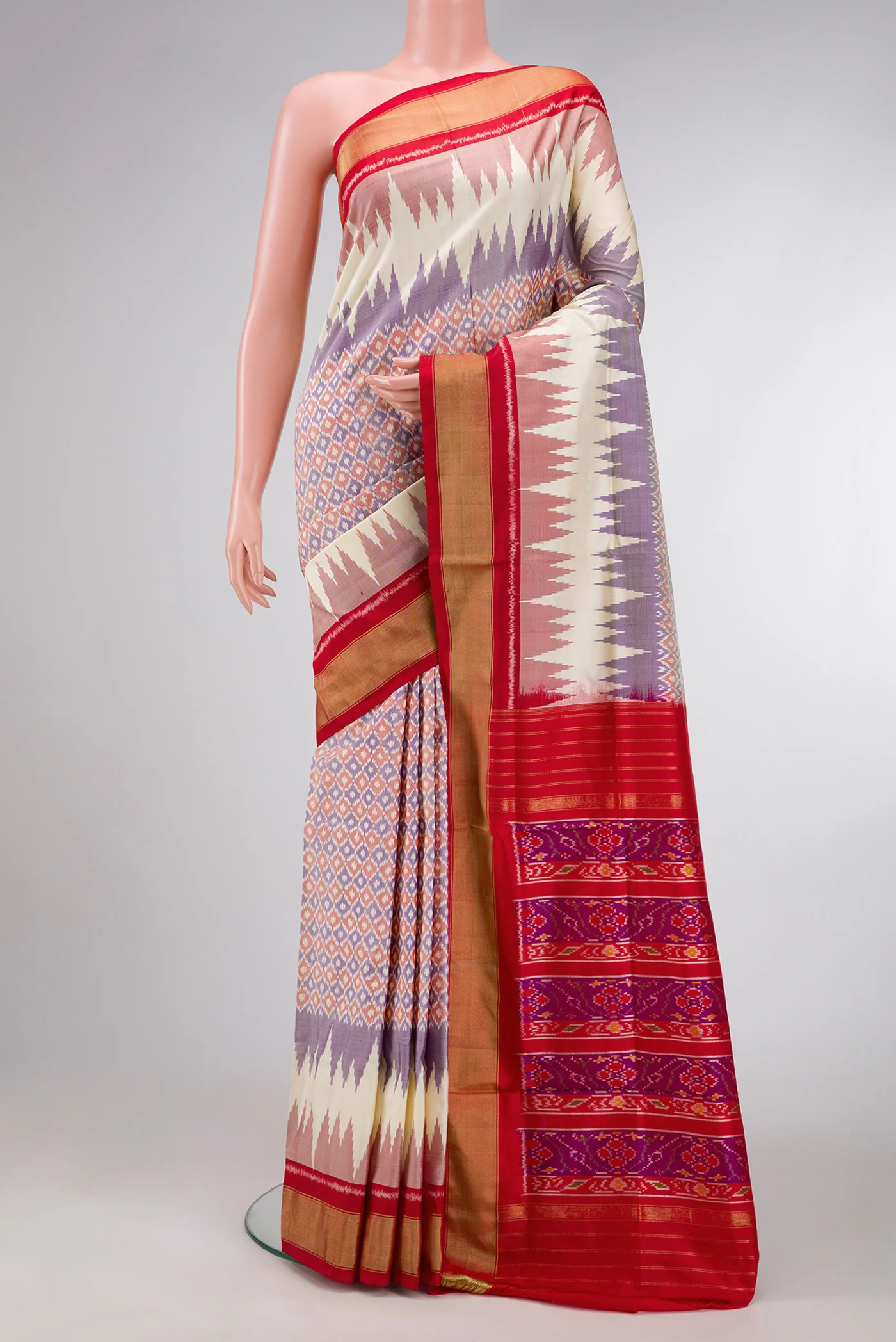 Lilac Pochampally Silk Saree