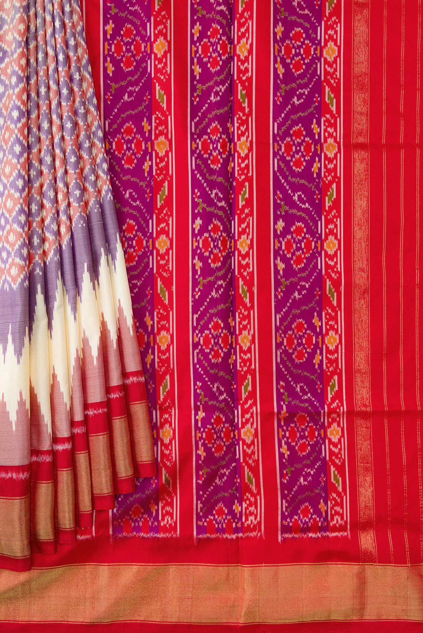 Lilac Pochampally Silk Saree - Image 4