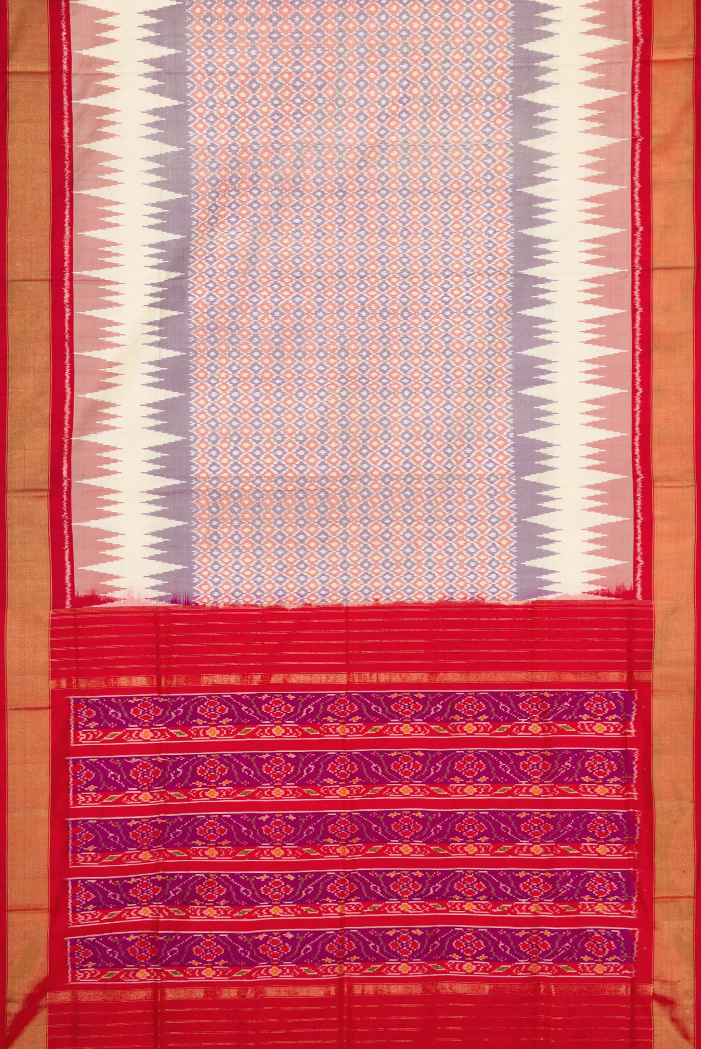 Lilac Pochampally Silk Saree - Image 6