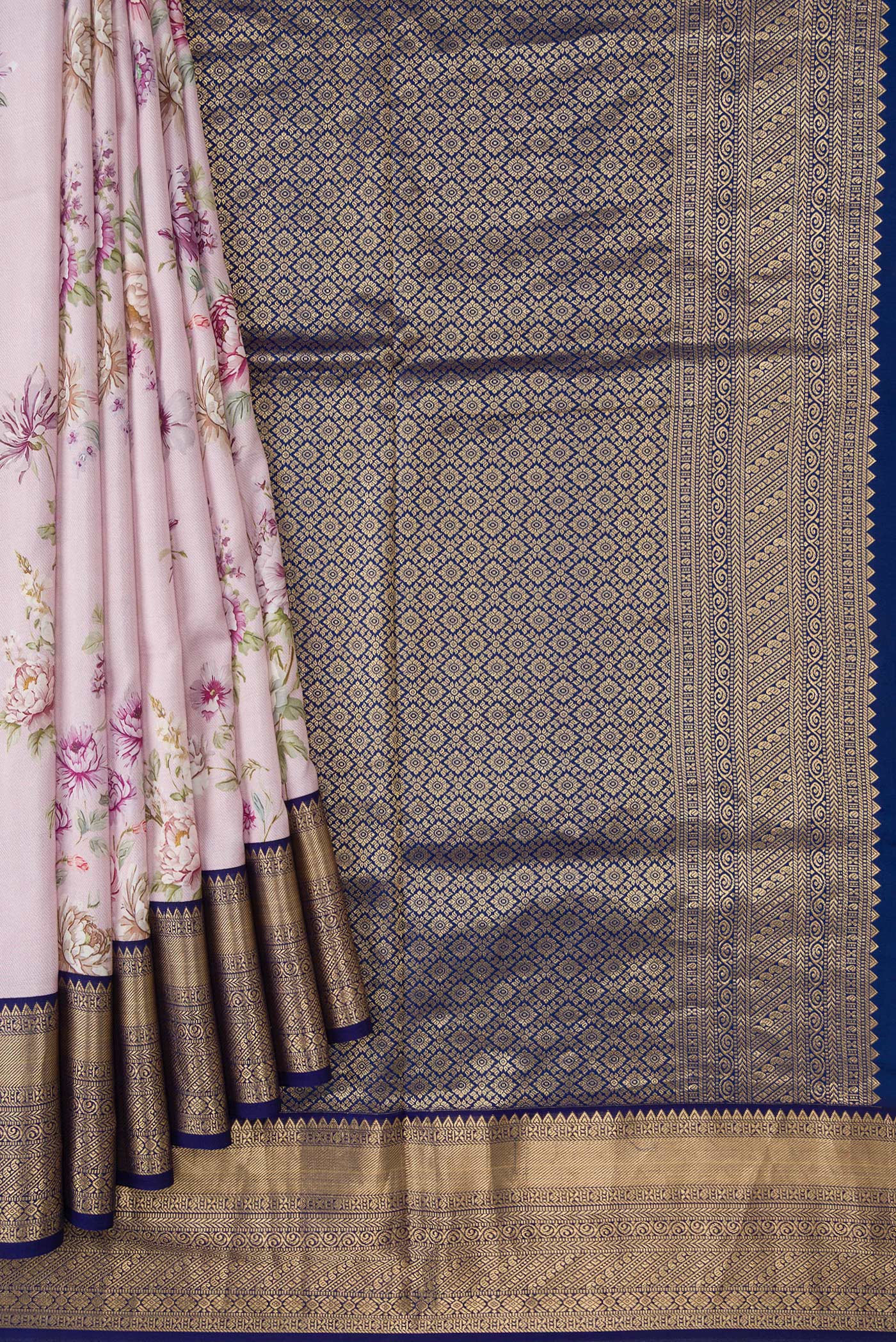 Lilac Kanchipuram Silk Saree - Image 4