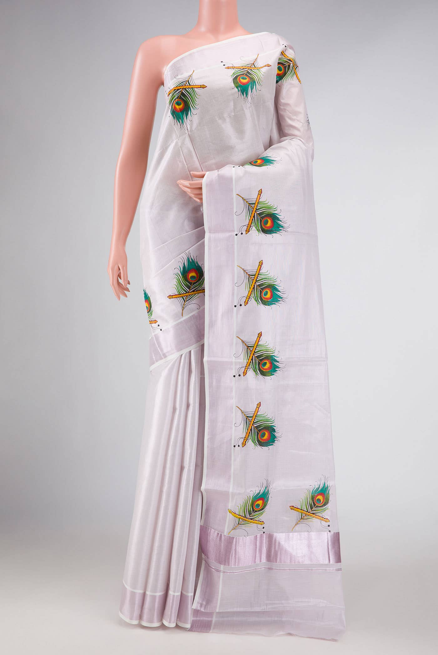 Lilac Dual Tone Kerala Cotton Saree