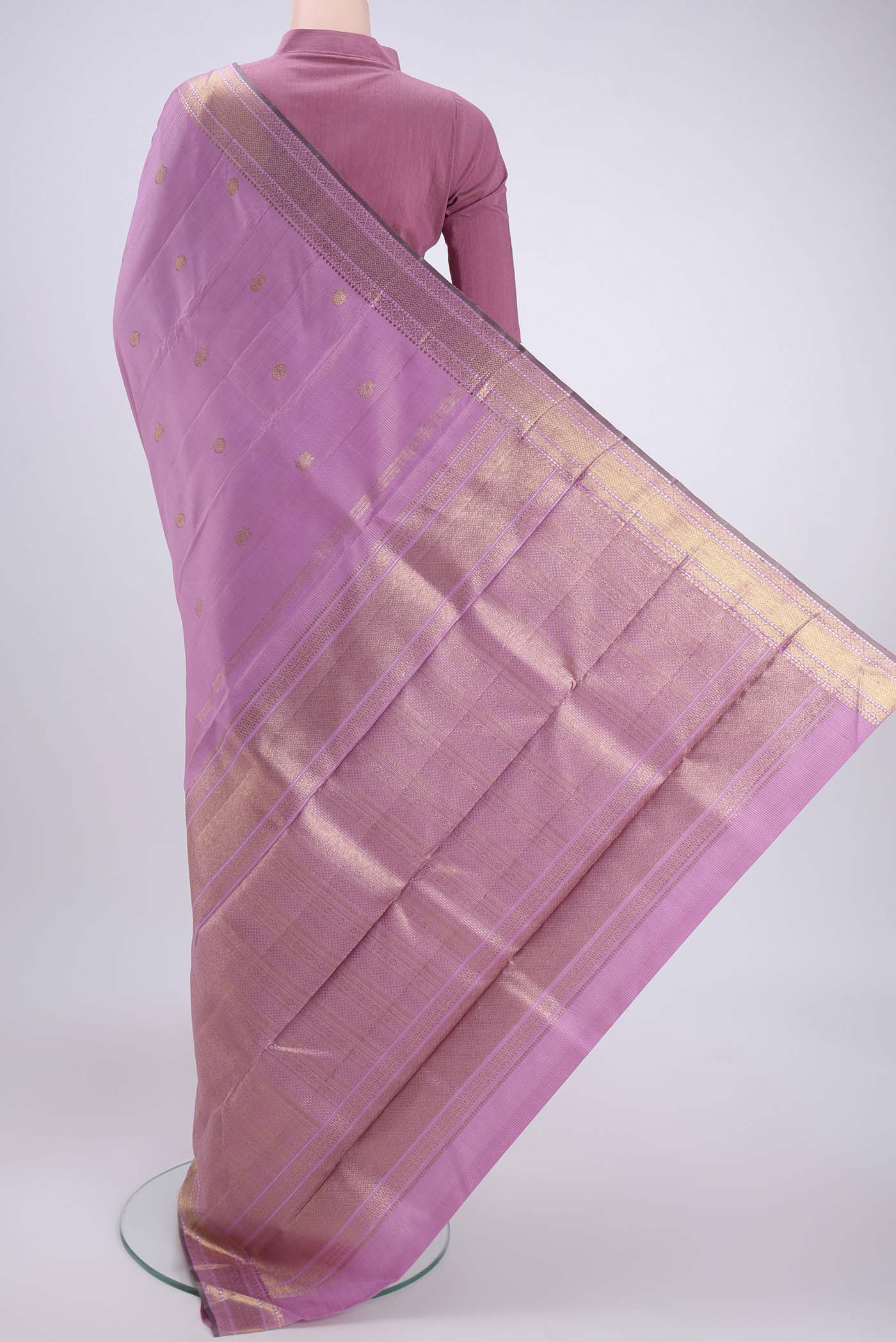 Lavender Kanjivaram Silk Saree - Image 3