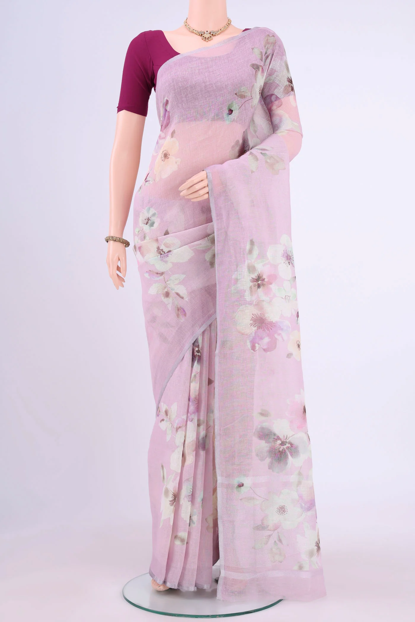 Lilac Linen Saree