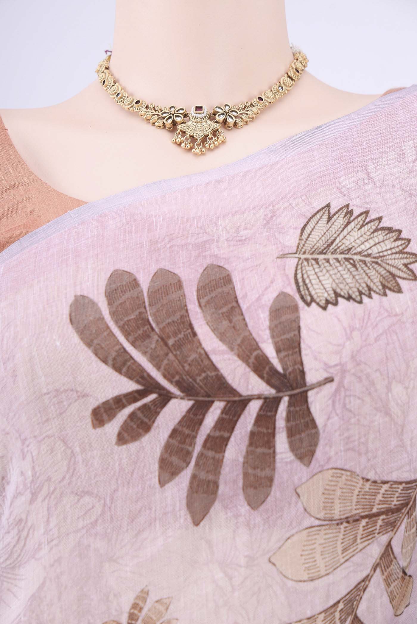 Lilac Linen Saree - Image 2