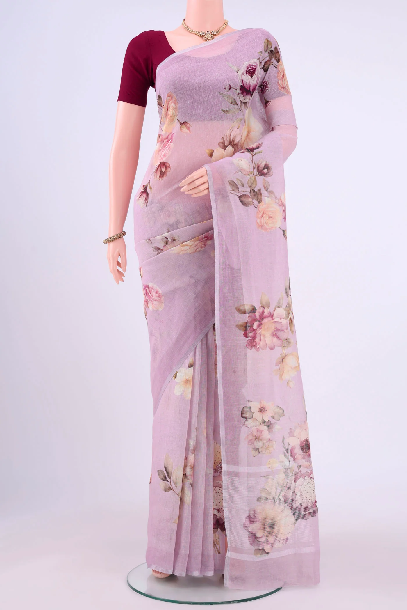 Lilac Linen Saree