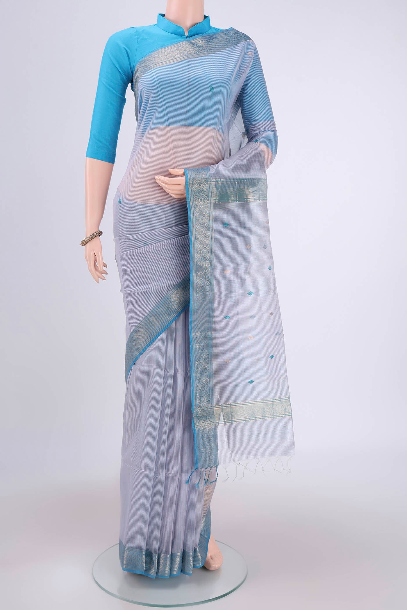 Lilac Maheshwari Silk Cotton Saree