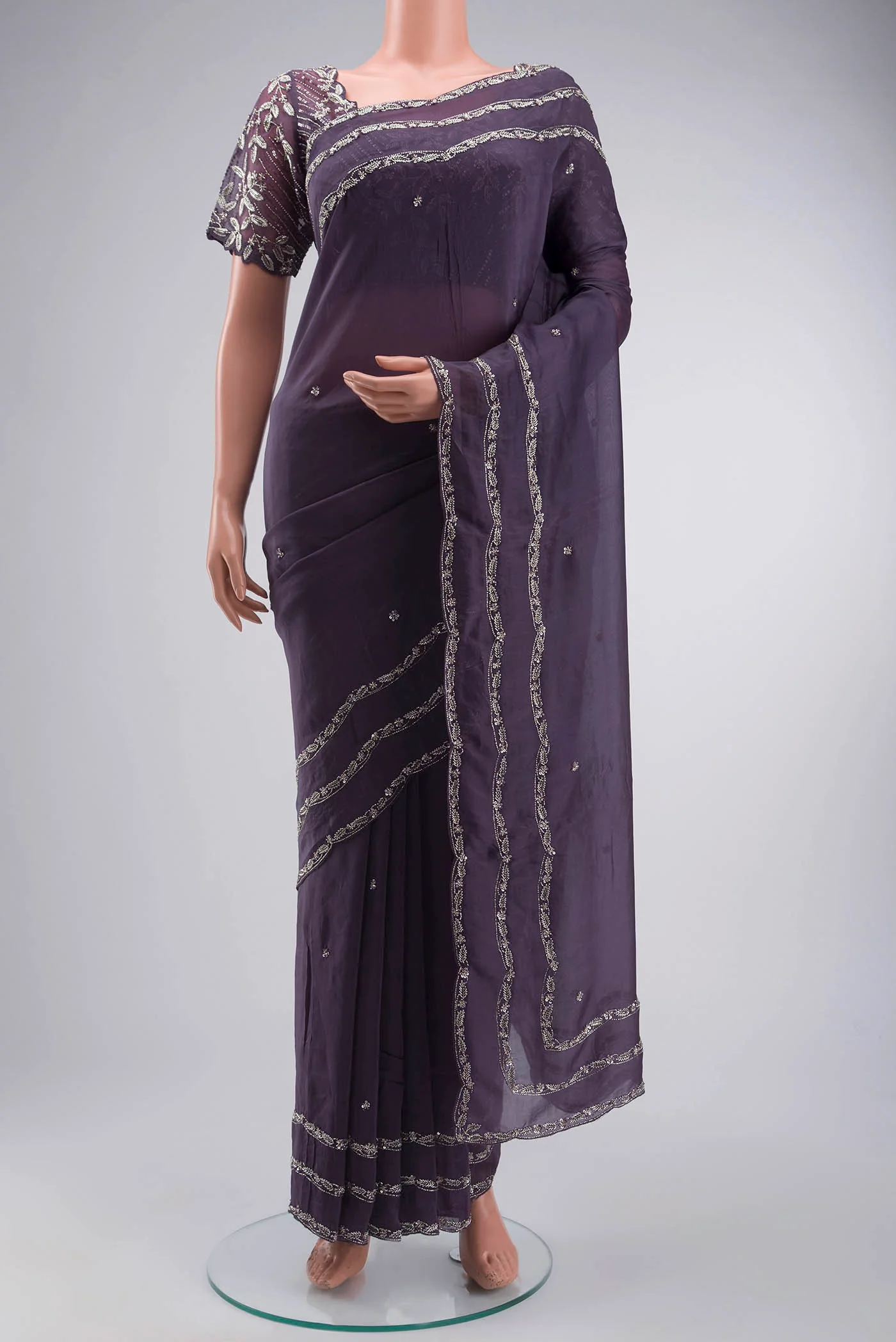 Lilac Satin Silk Saree
