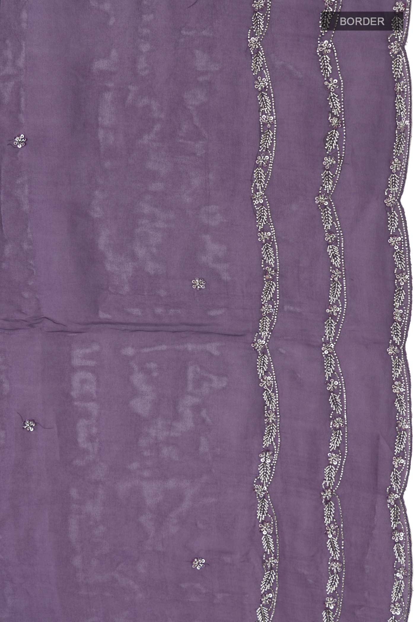 Lilac Satin Silk Saree - Image 3