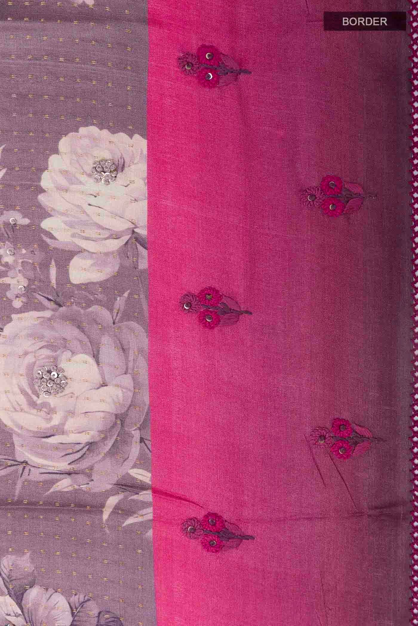Lilac Tussar Saree - Image 3