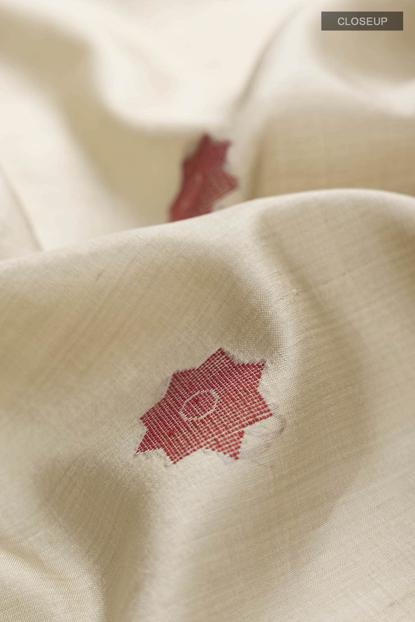 Lost in Fields-Beige Bhagalpuri Tussar Silk Saree - Image 9