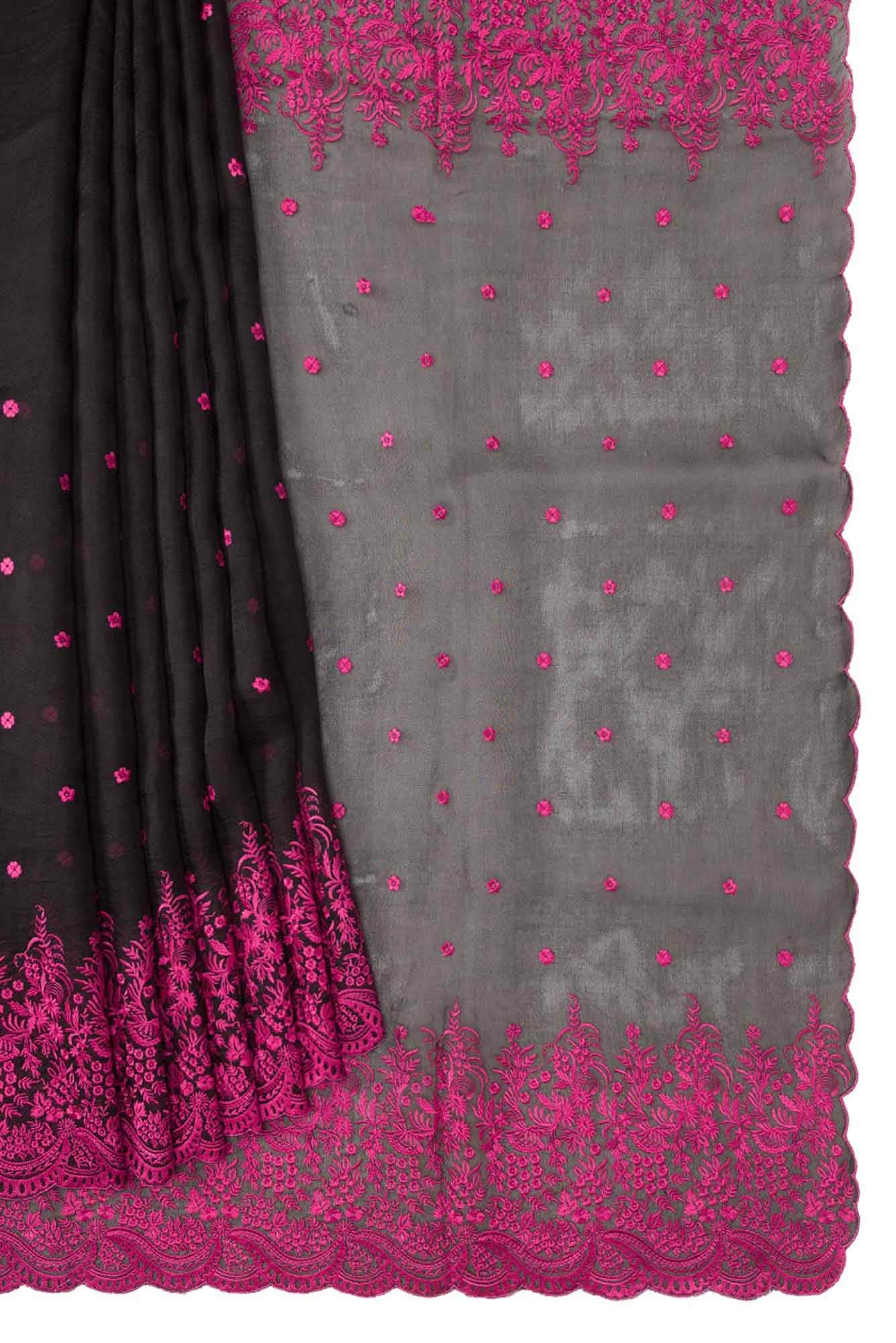 Lover's Lush-Black Pure Organza Silk Saree - Image 3