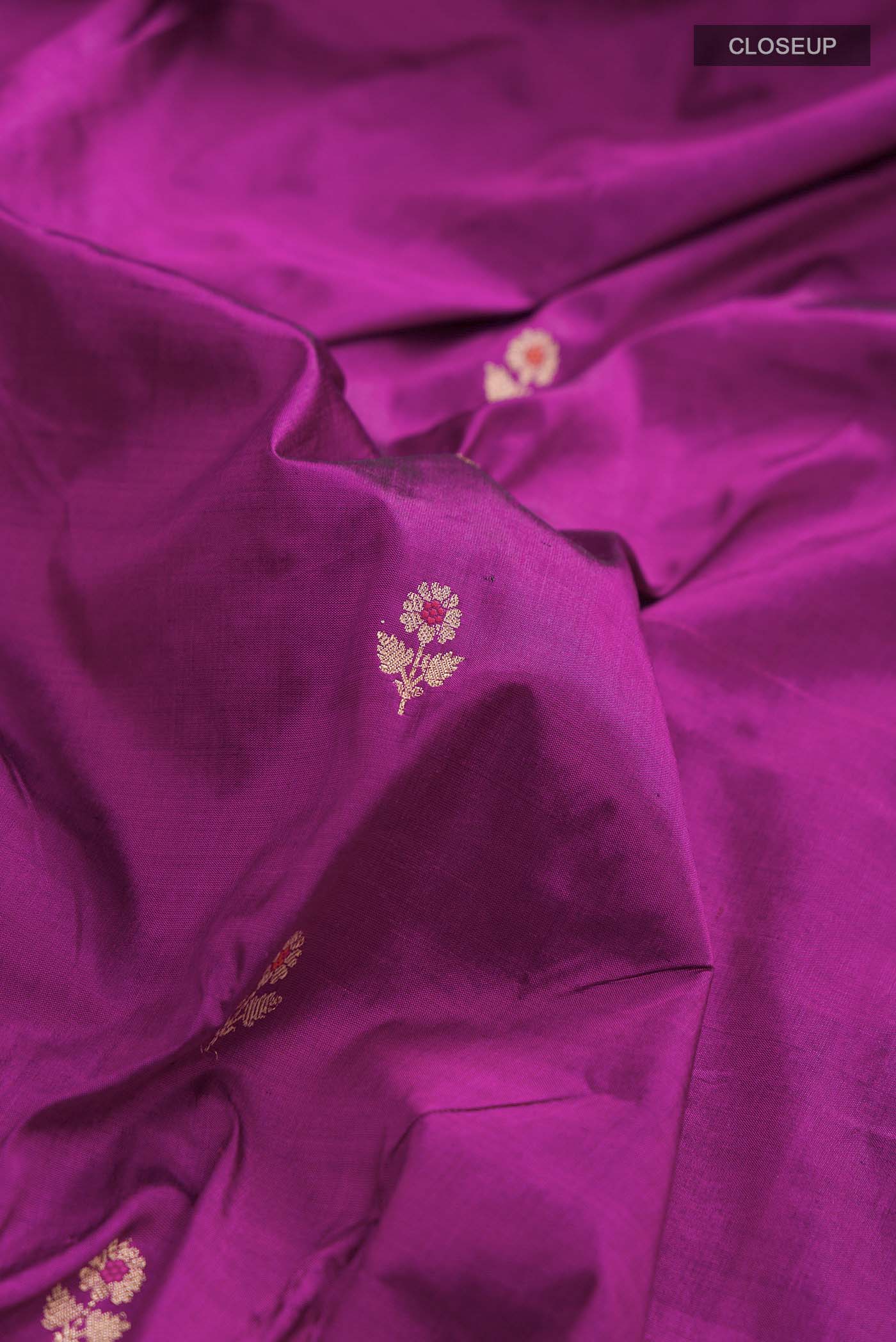 Magenta Banarasi Katan Silk Saree - Image 2