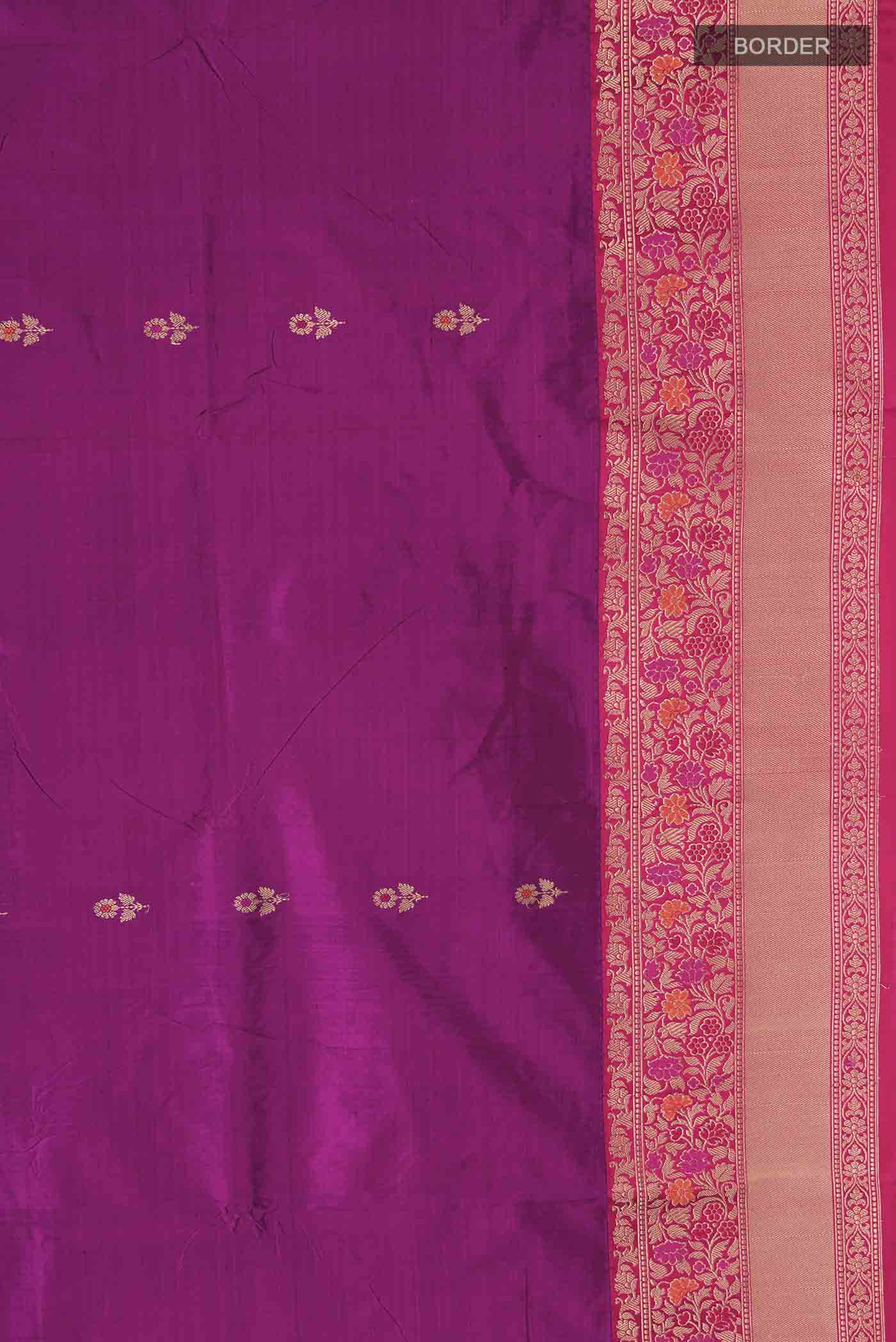 Magenta Banarasi Katan Silk Saree - Image 3