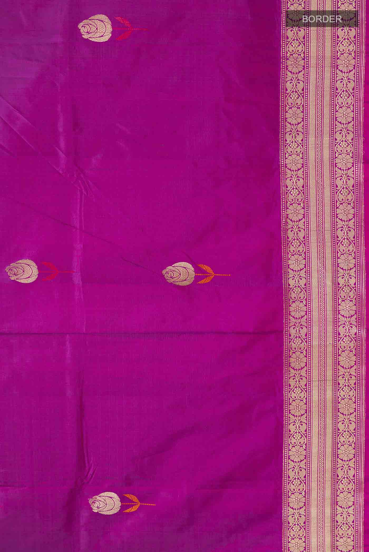 Magenta Banarasi Katan Silk Saree - Image 3
