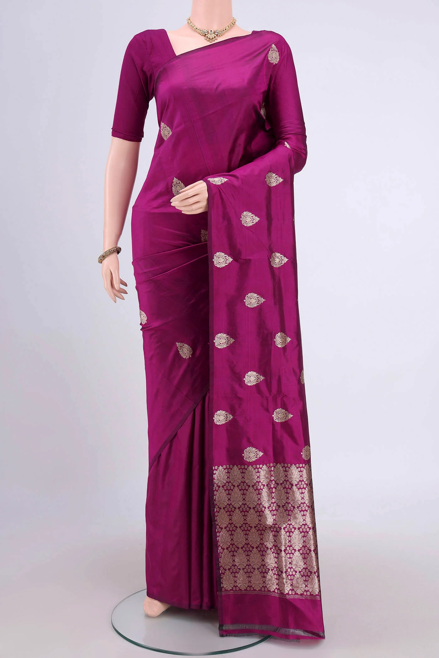 Magenta Banarasi Katan Silk Saree