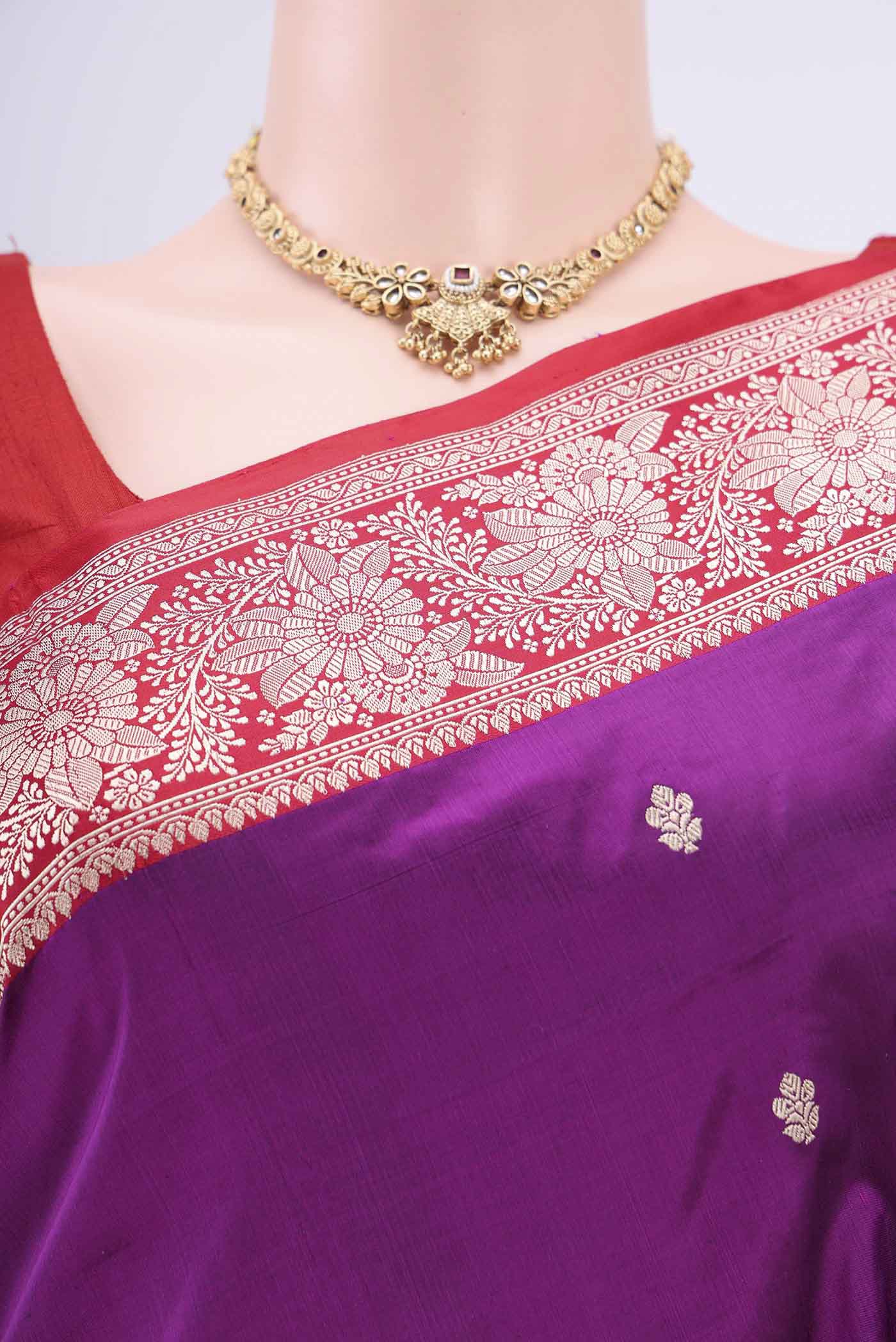 Purple Banarasi Katan Silk Saree - Image 2