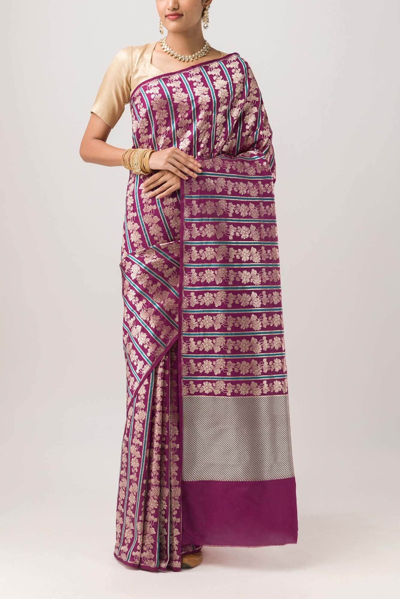 Lili Lajawab- Magenta Banarasi Silk Saree - Image 2