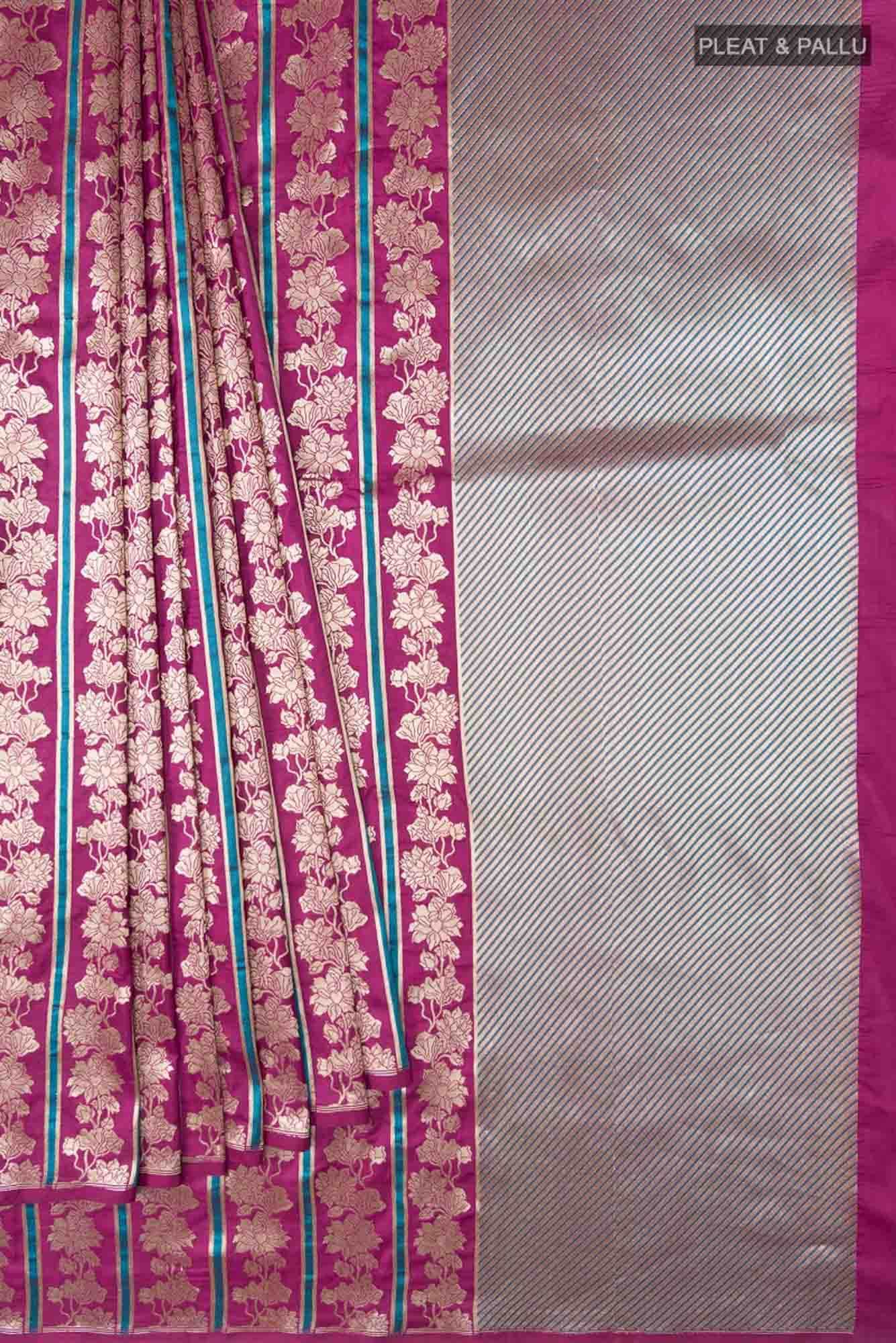 Lili Lajawab- Magenta Banarasi Silk Saree - Image 4