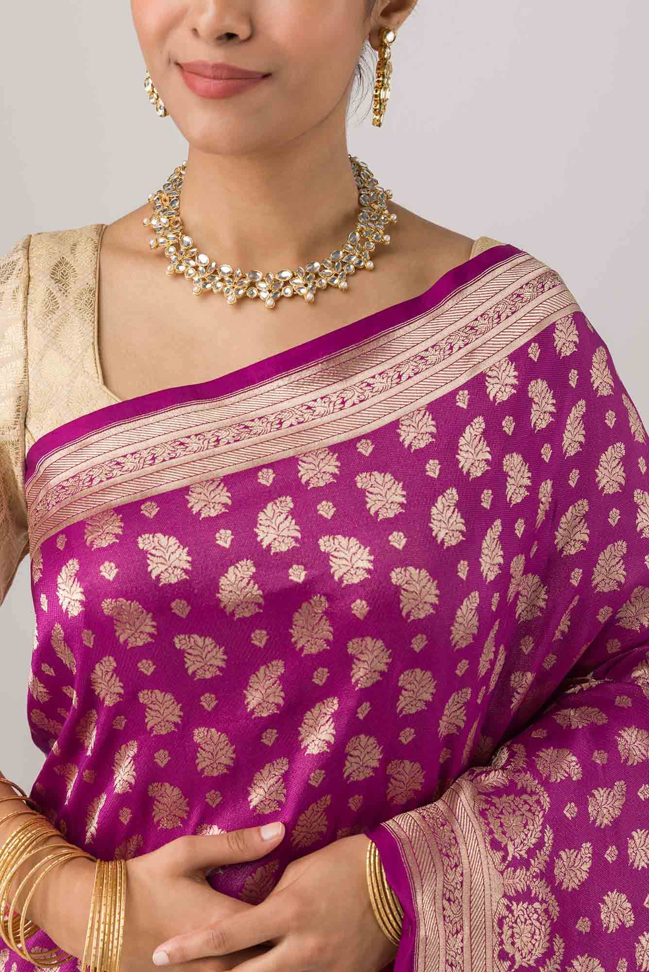 Bhumi-Magenta Banarasi Silk Saree - Image 2