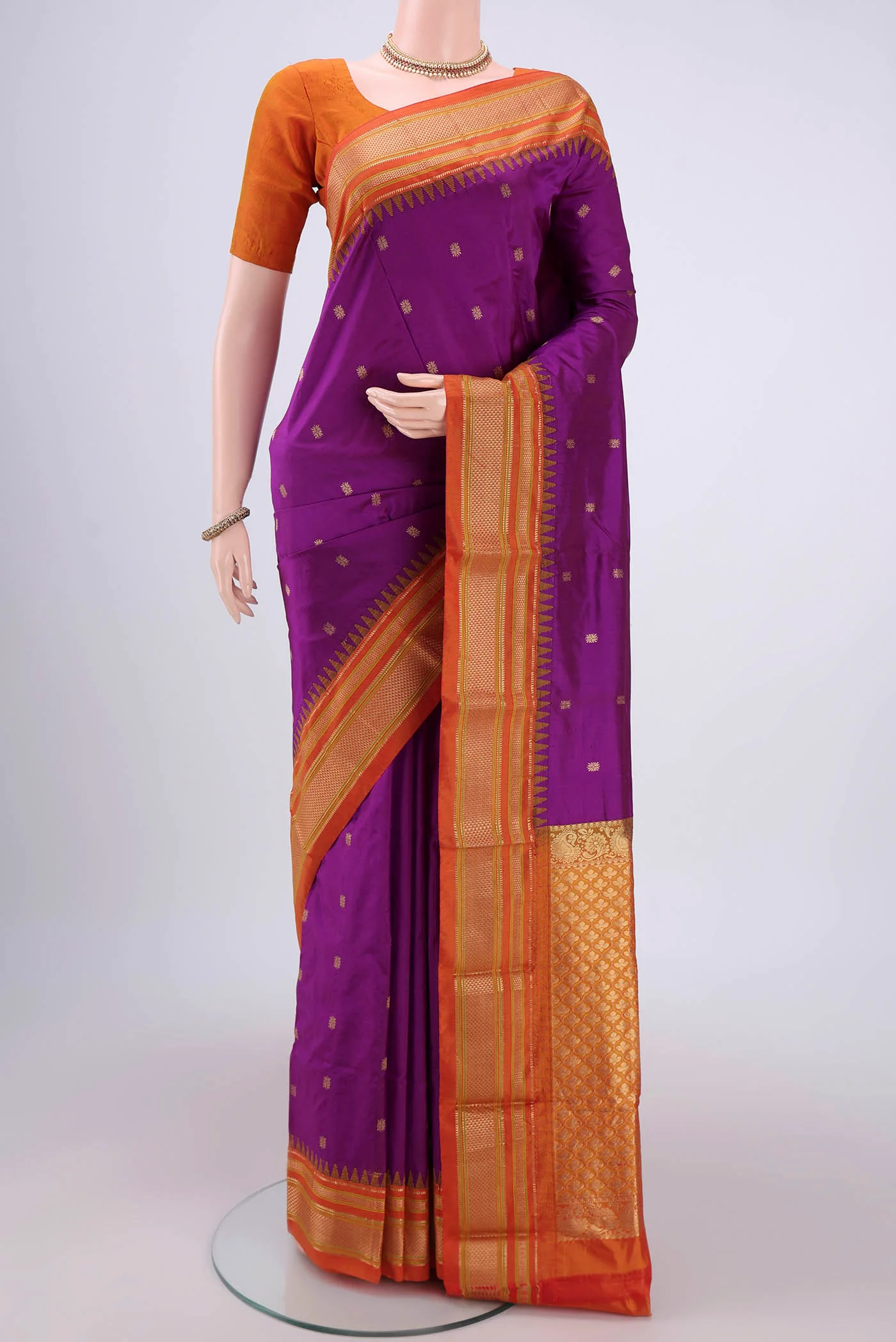 Purple Bangalore Silk - kadyal Saree