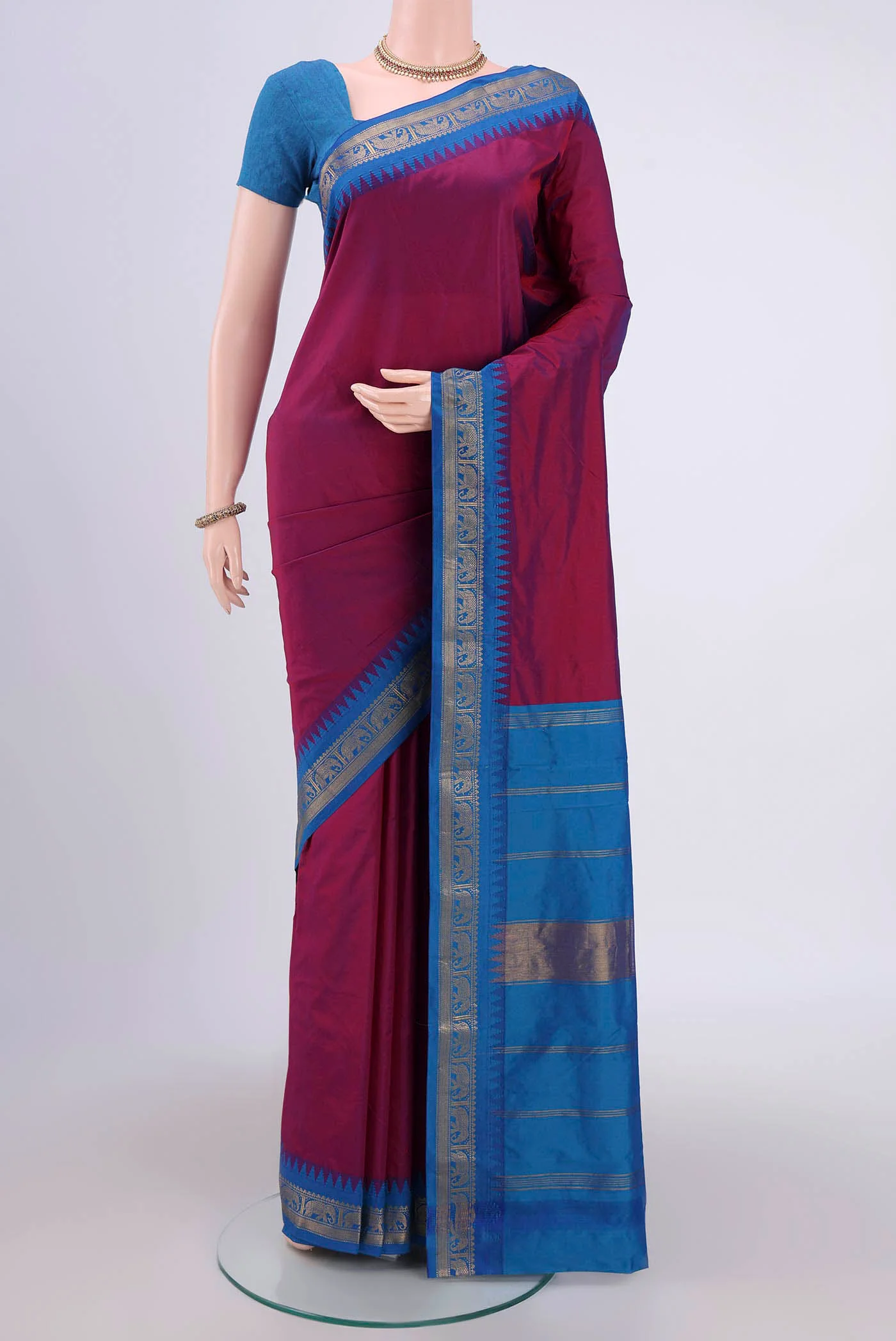 Magenta Blended Bangalore Silk Saree