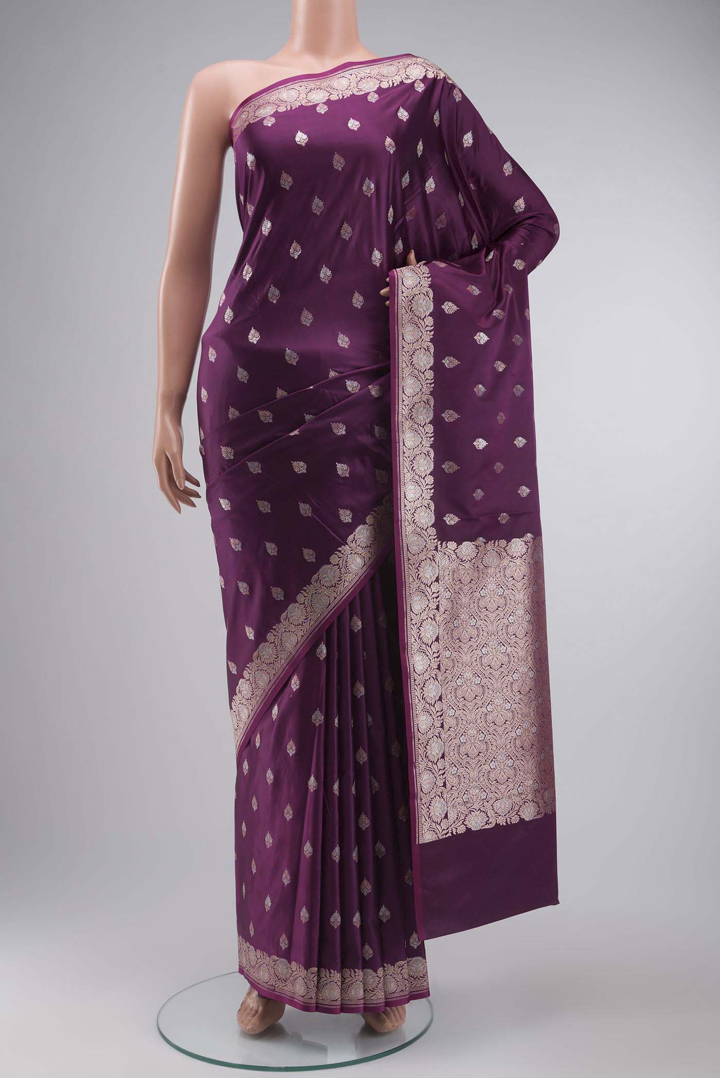 Magenta Blended Banarasi Silk Saree