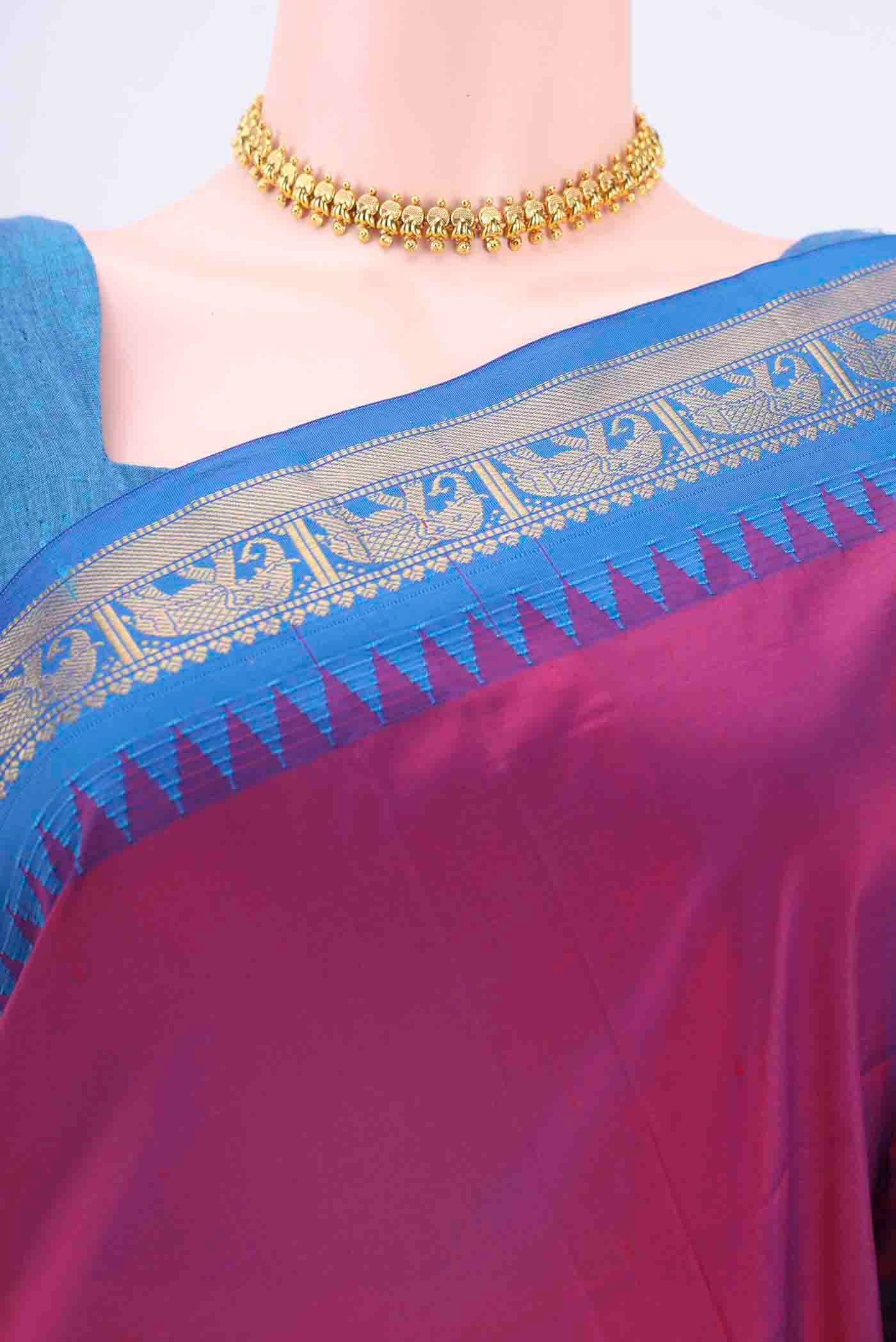 Magenta Blended Bangalore Silk Saree - Image 2