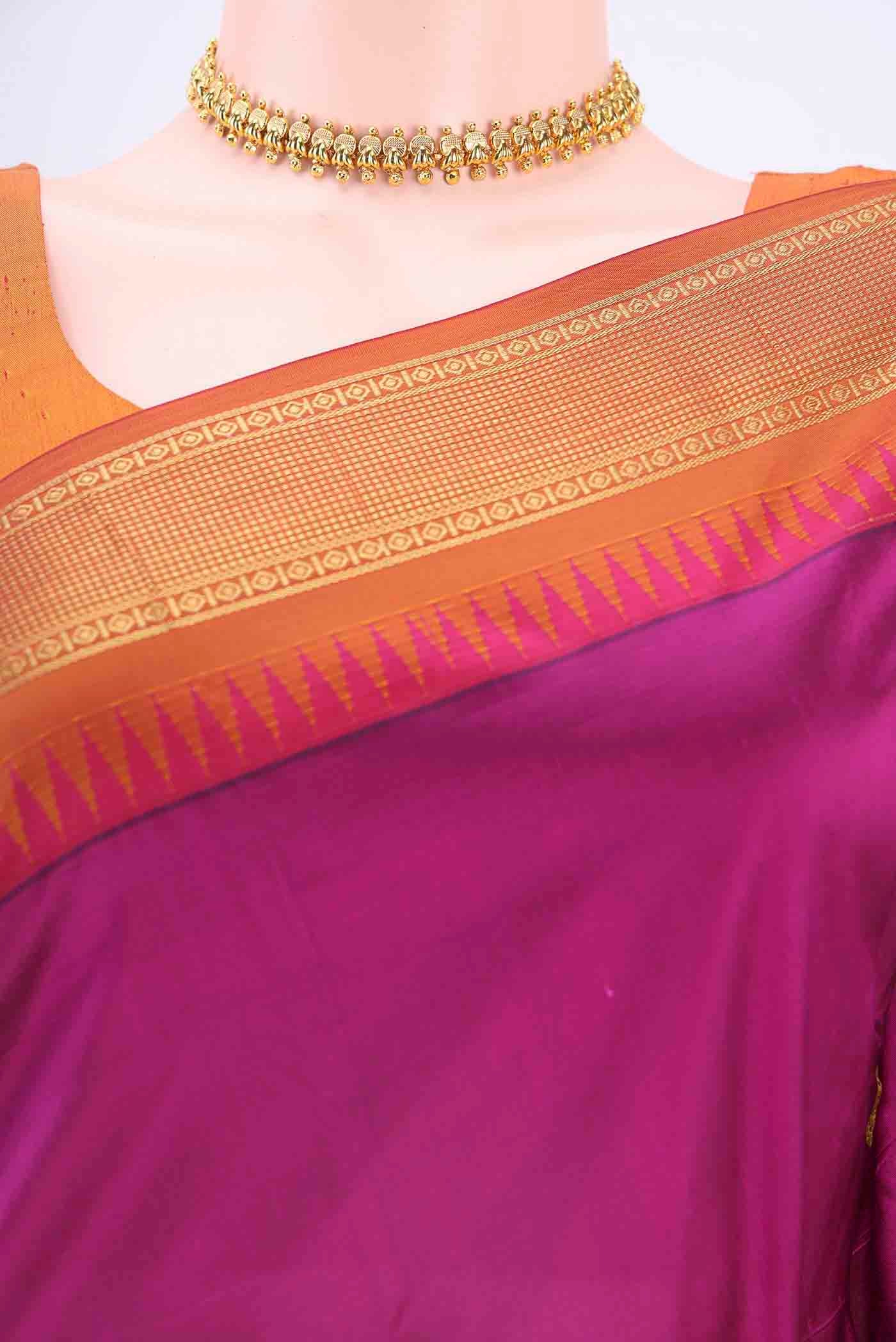 Magenta Blended Bangalore Silk Saree - Image 2