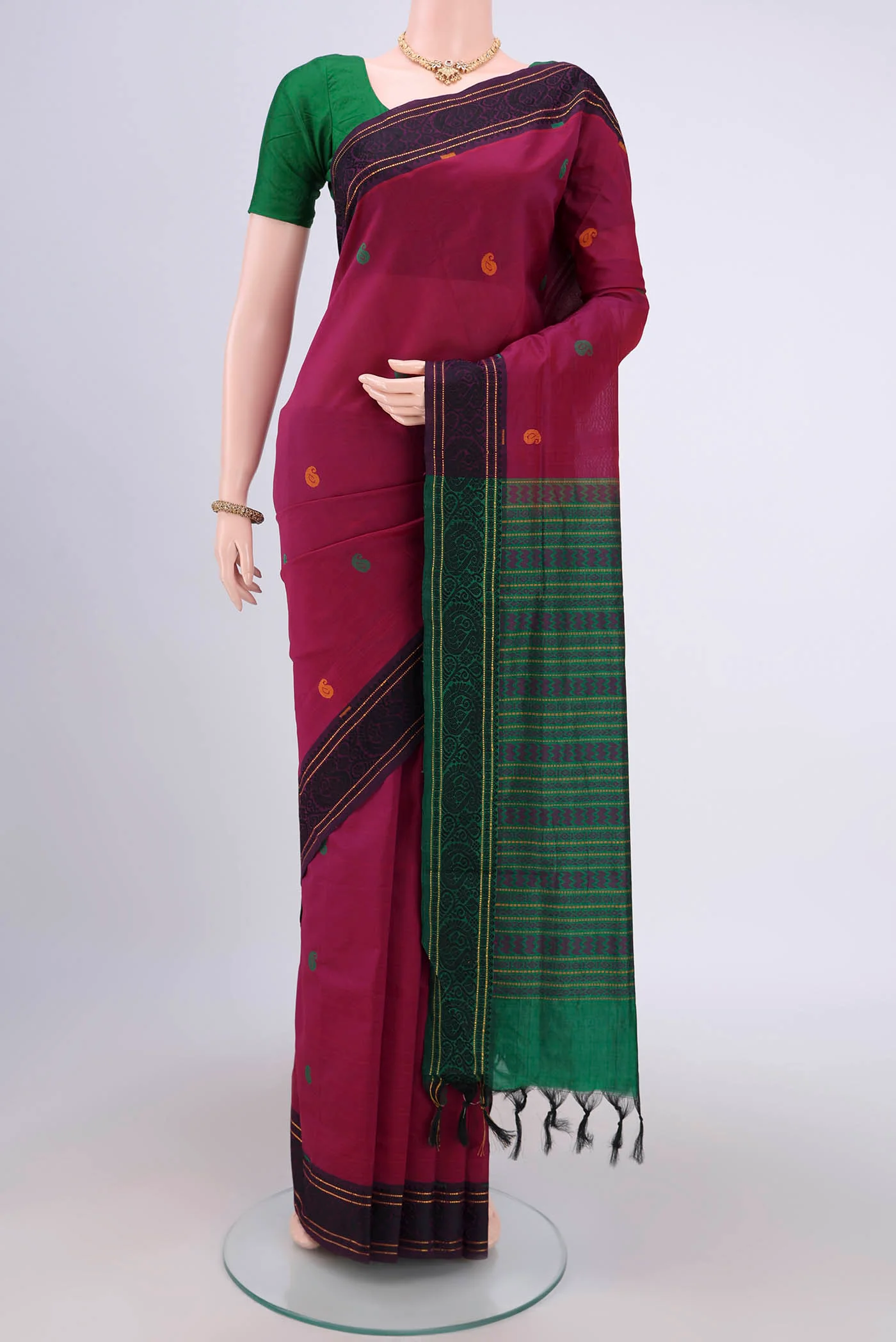 Magenta Blended Poly Cotton Saree
