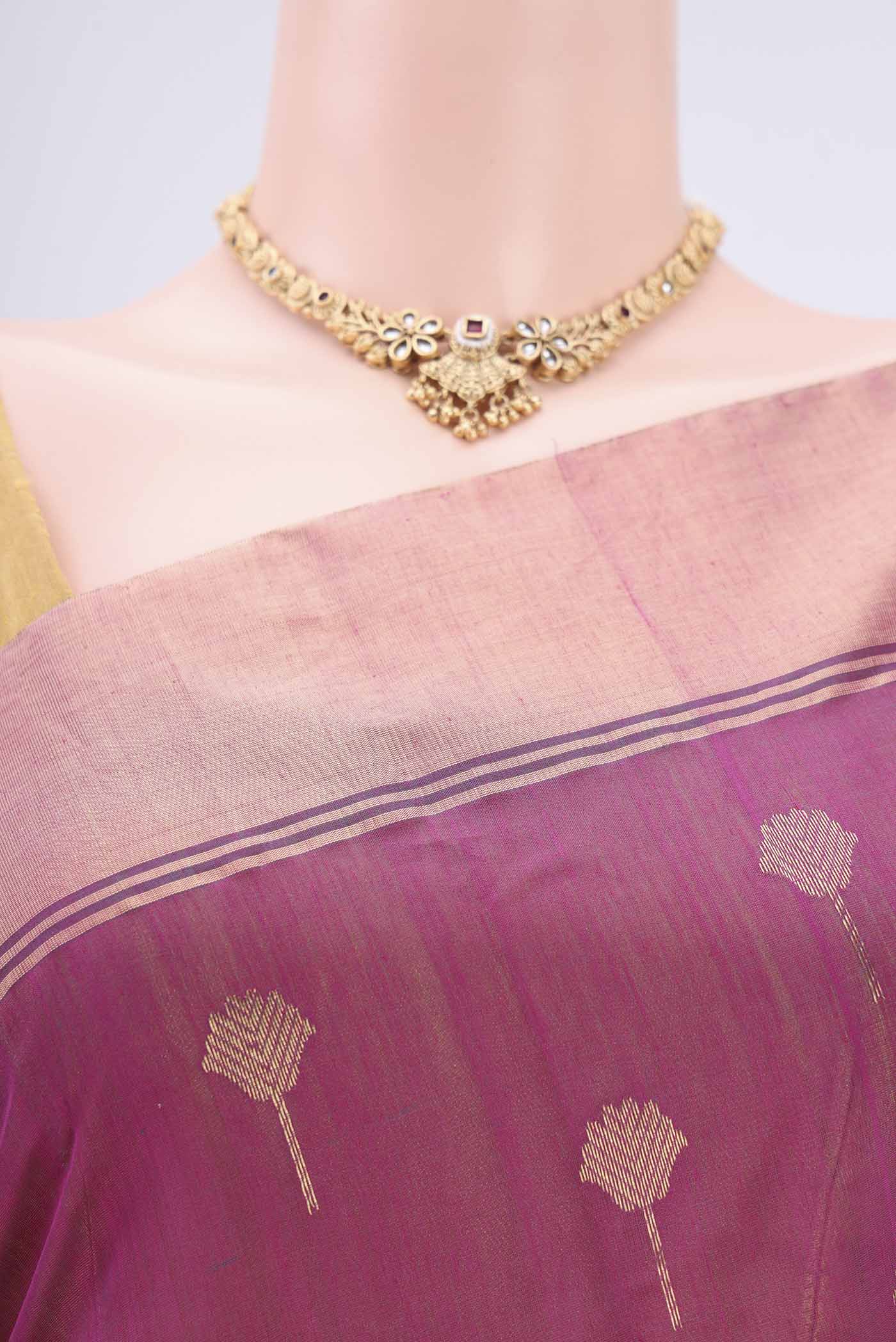 Light Magenta Chanderi Silk Cotton Saree - Image 2