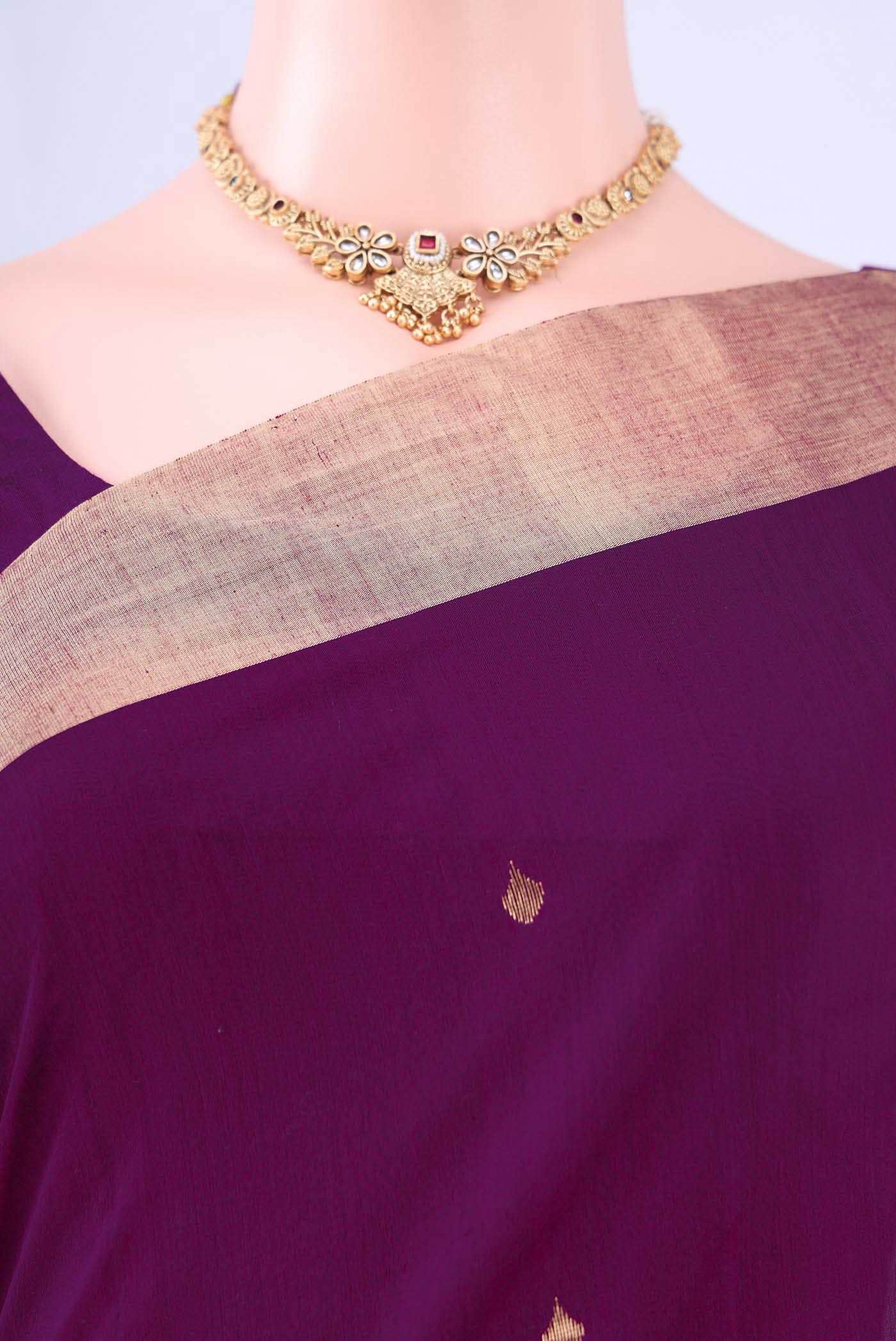Magenta Chanderi Silk Saree - Image 3