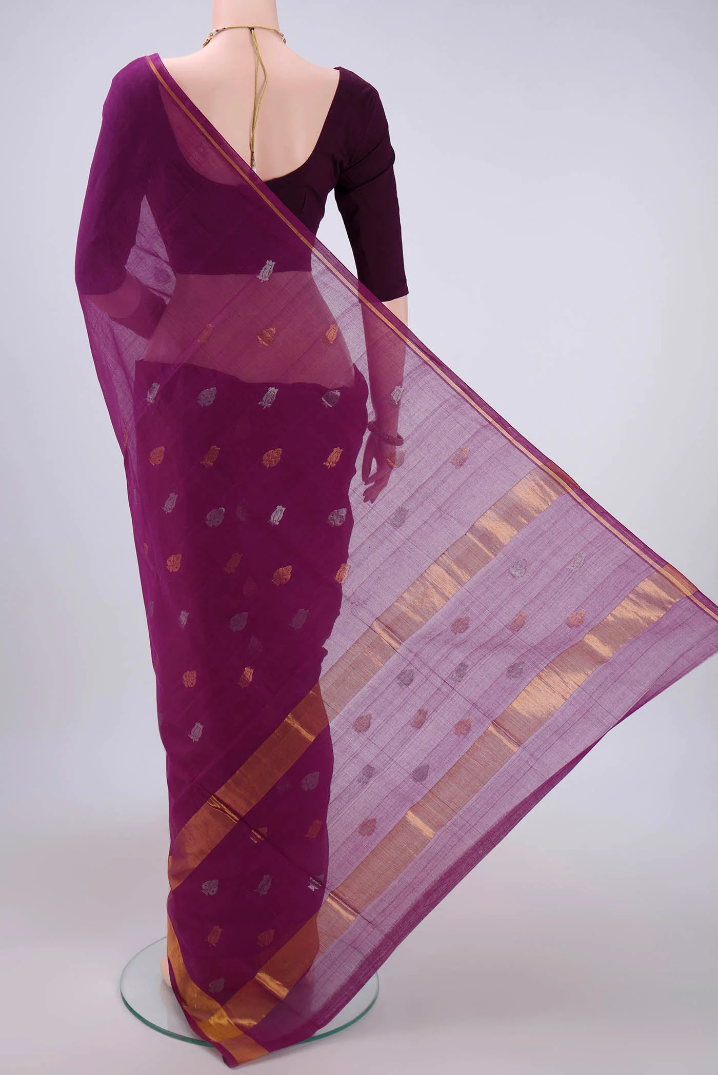 Purple Venkatagiri Cotton Saree - Image 3