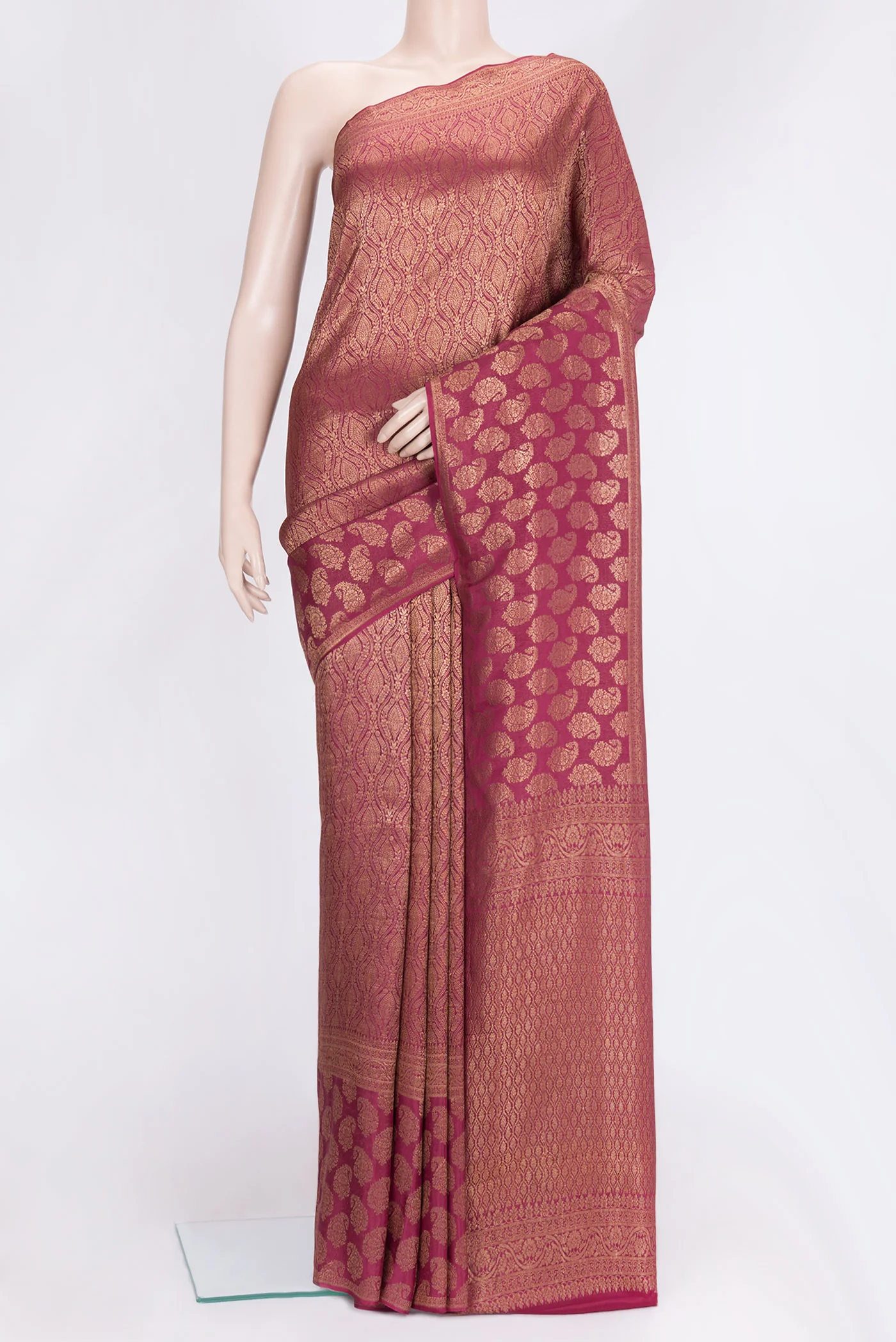 Maroon Mysore Crepe Saree