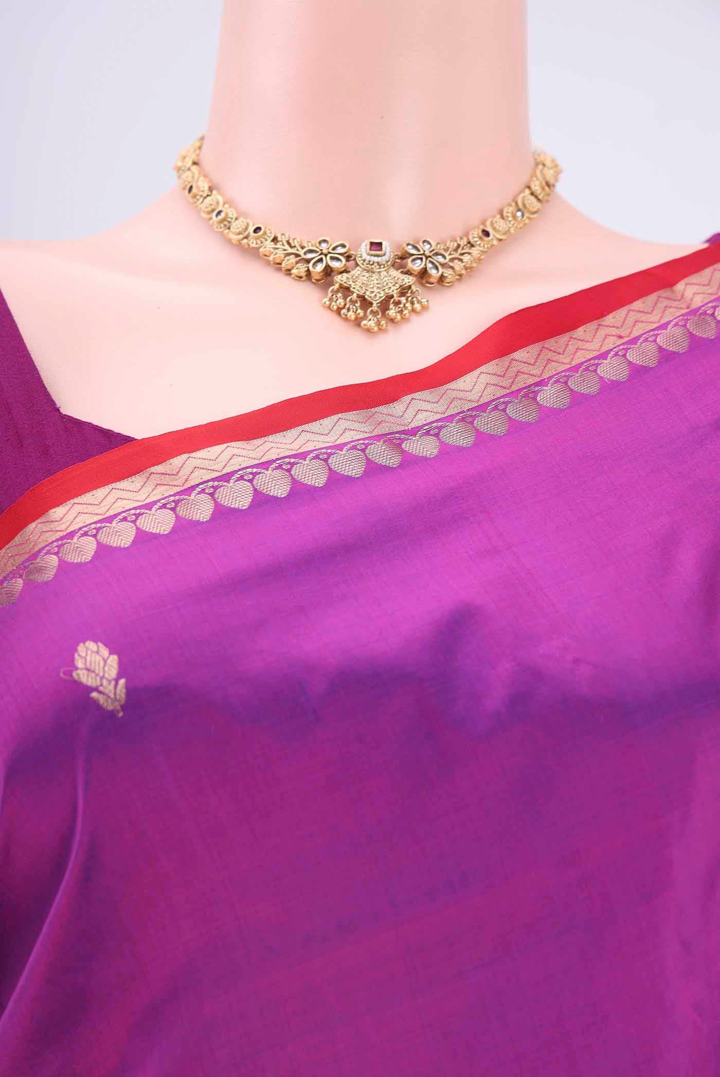 Magenta Dual Tone Banarasi Katan Silk Saree - Image 2