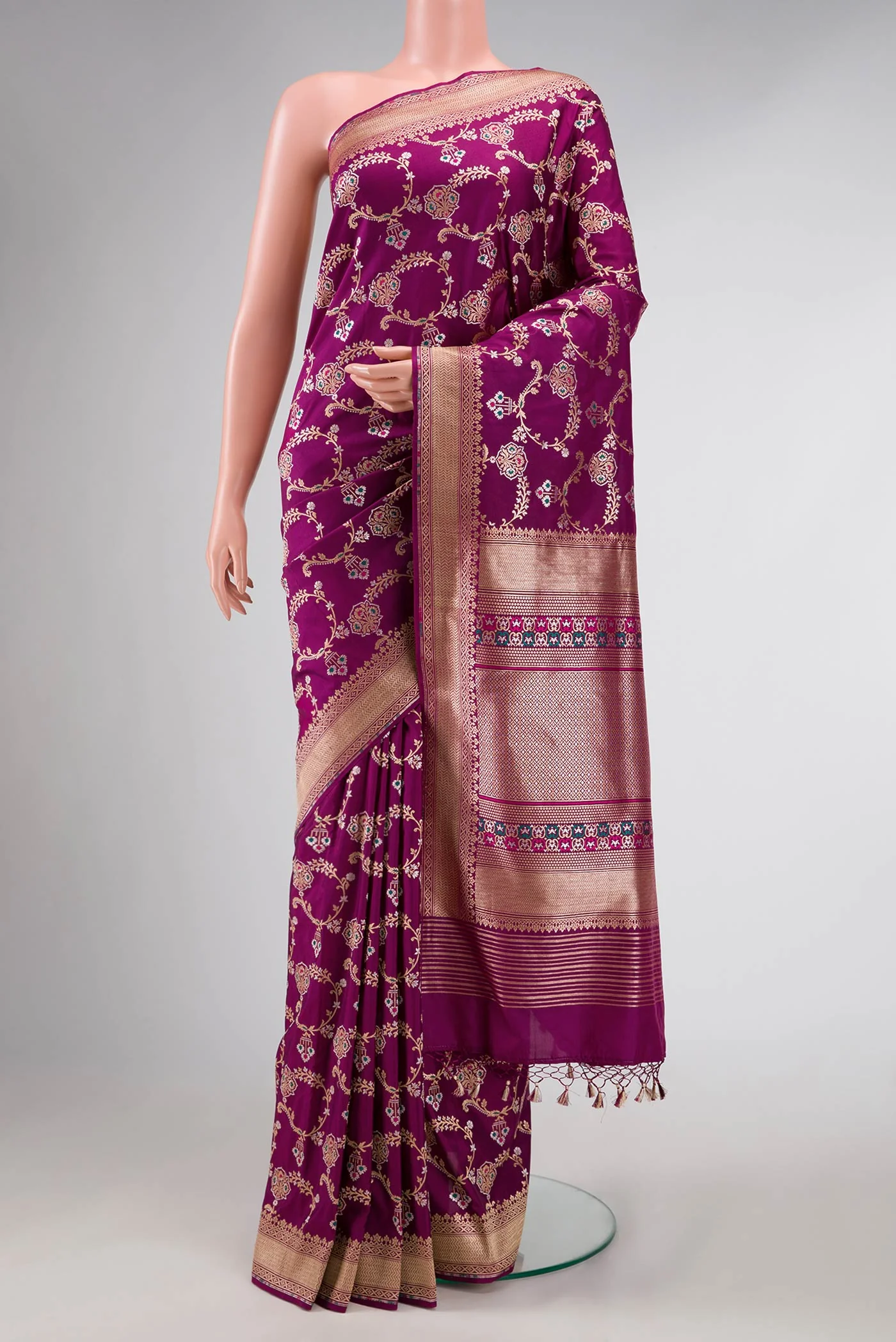 Magenta Dual Tone Banarasi Silk Saree