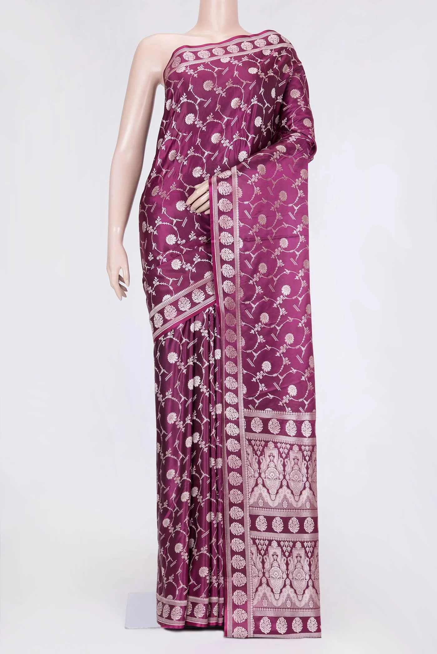 Magenta Dual Tone Blended Banarasi Saree