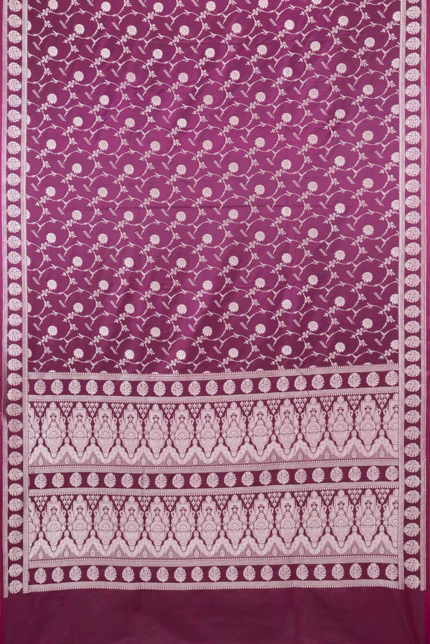 Magenta Dual Tone Blended Banarasi Saree - Image 3