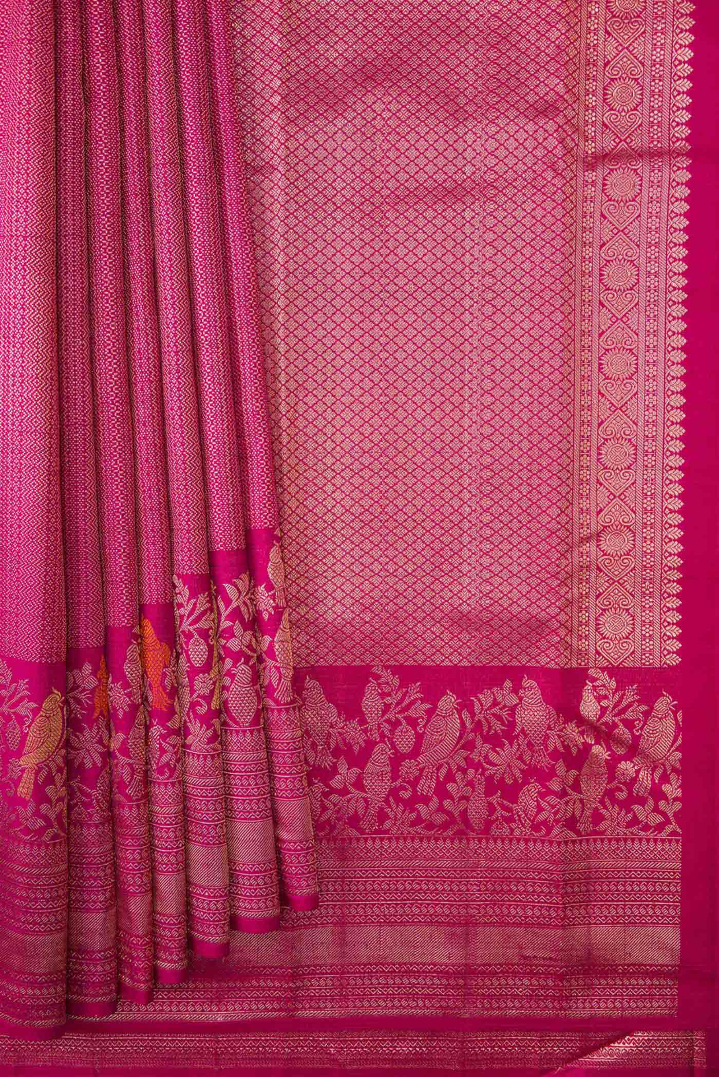 Magenta Dual Tone Kanchipuram Saree - Image 4