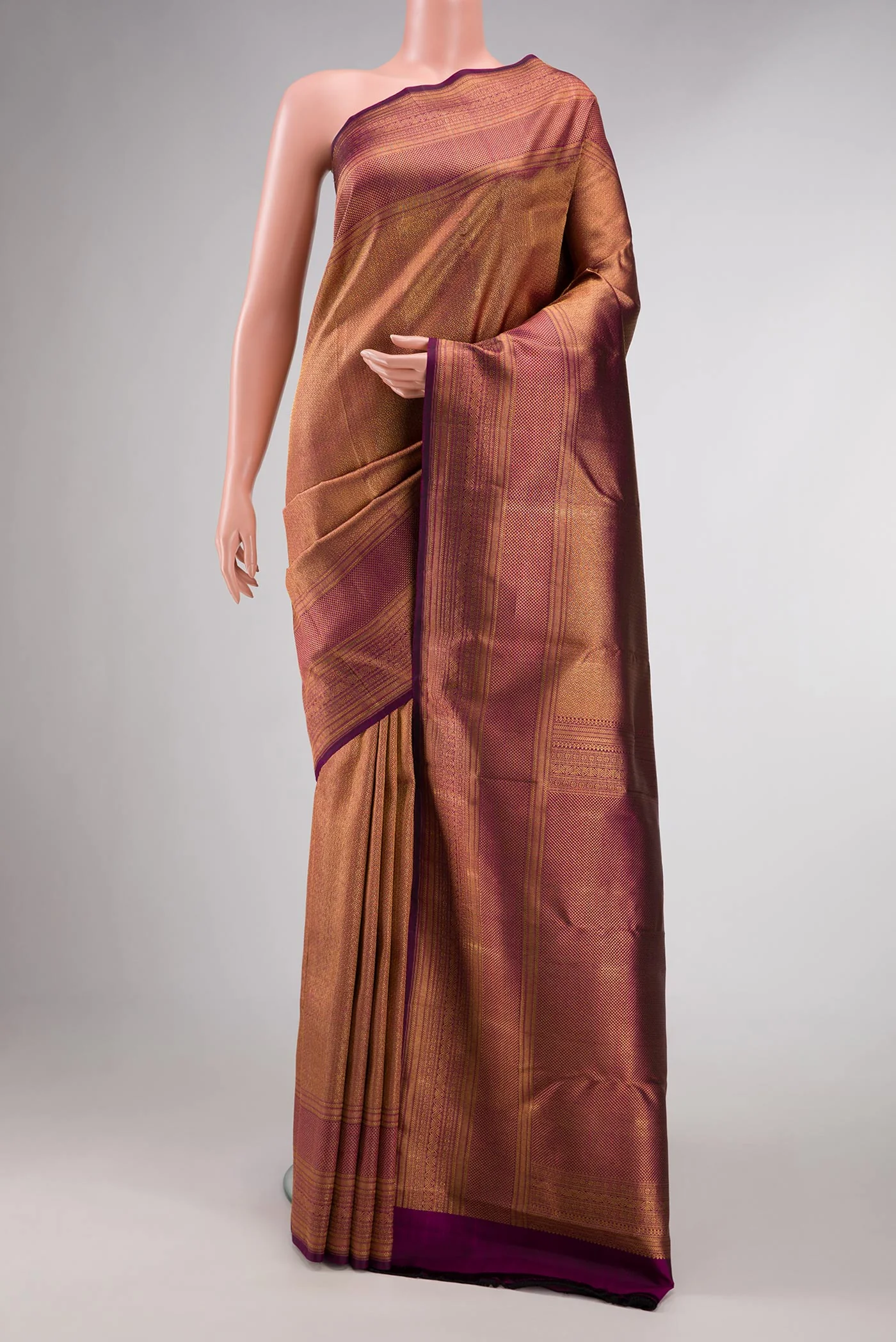 Magenta Dual Tone Kanchipuram Silk Saree